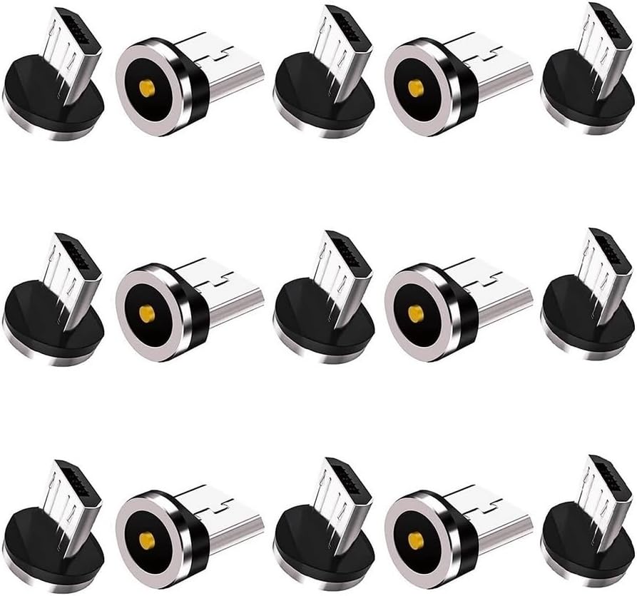 Magnetic Charging Tips Micro-USB 15pcs,1Pin 360° Rotate Connector Adapter for Micro USB Ports Series,Just Plugs to Charging/Water-dustproof/antioxidant Without Cord&Non-Data - Image 1