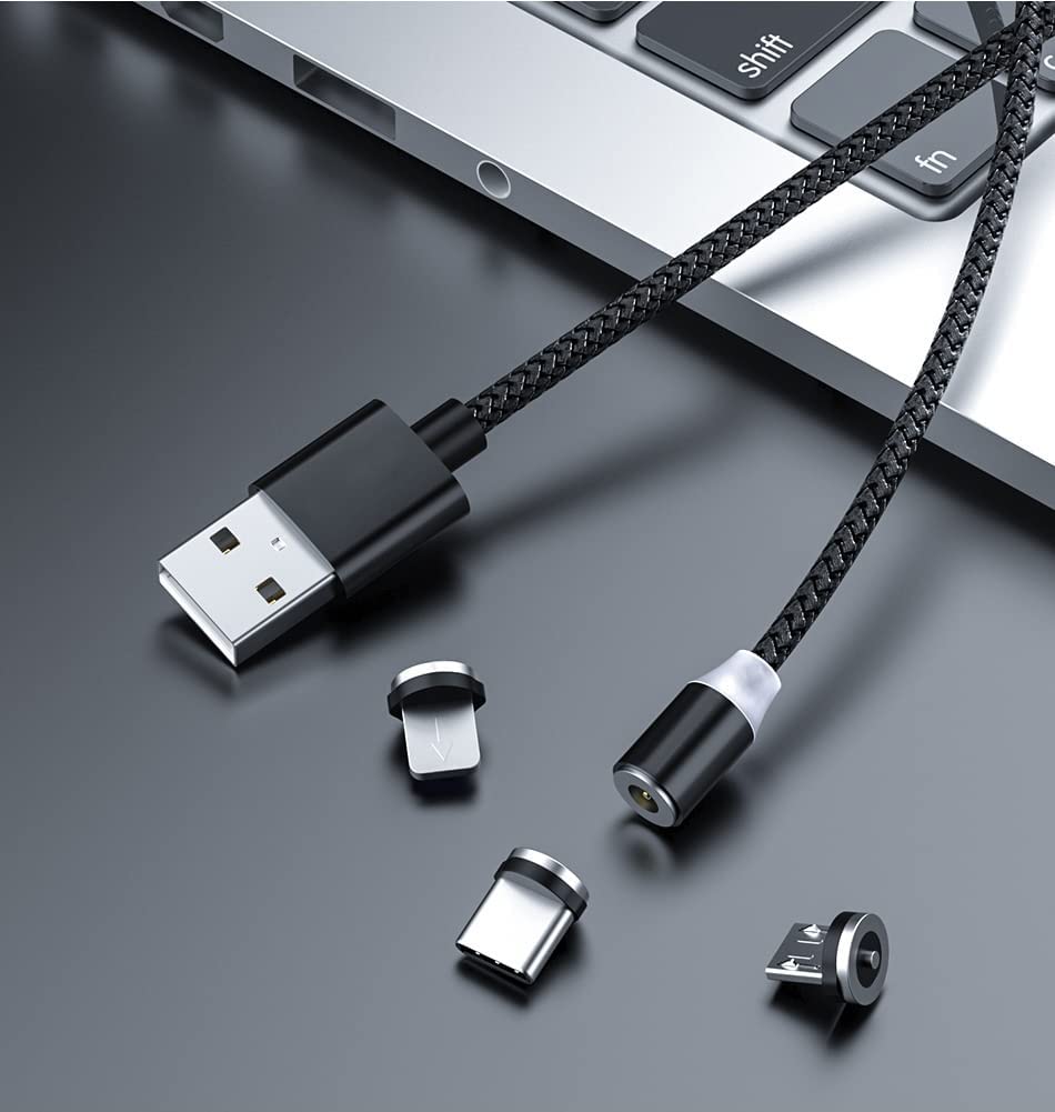 Magnetic Charging Cable 6pcs,Just 360°Rotate Magnetic Cables Without Magnetic Charging Tips,[3.3ft/1m,2.4 A Max 3in1 Nylon Braid Cord(3.3ft/Black), 6PC/3.3ft/Black - Image 2