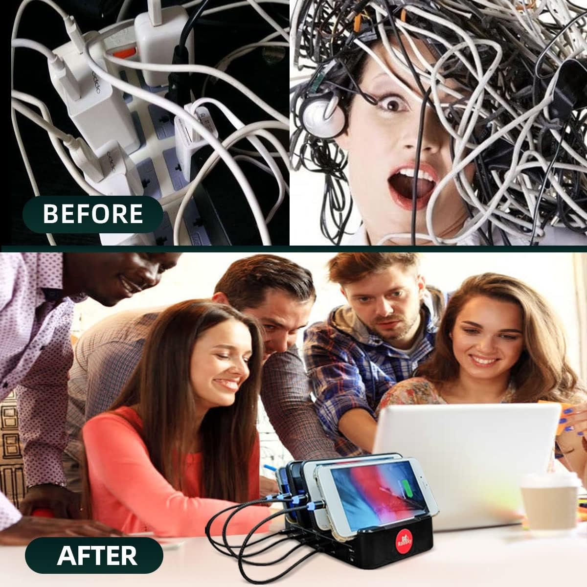 Magnetic Charging Cable 6pcs,Just 360°Rotate Magnetic Cables Without Magnetic Charging Tips,[3.3ft/1m,2.4 A Max 3in1 Nylon Braid Cord(3.3ft/Black), 6PC/3.3ft/Black - Image 3