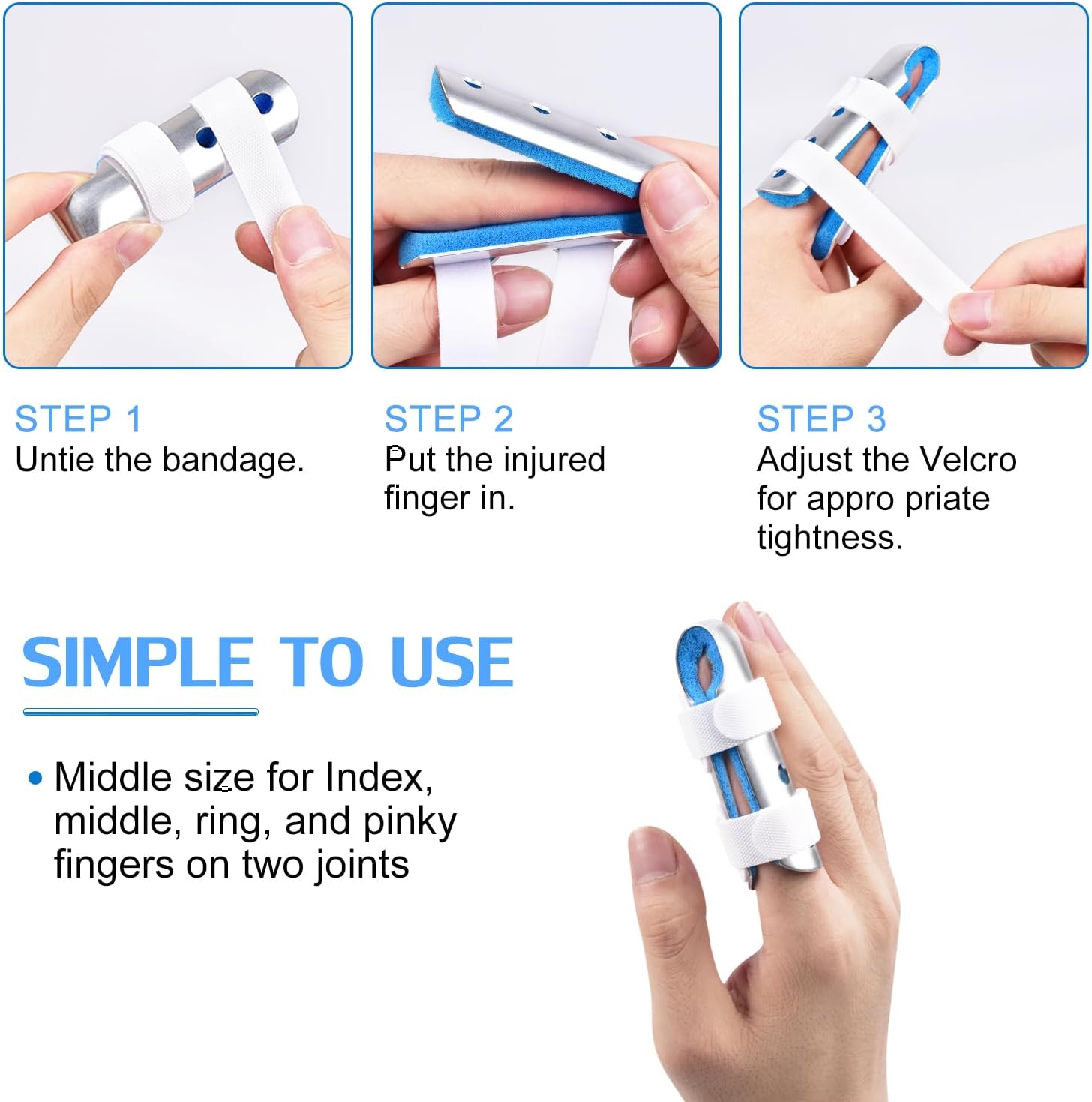 Finger Splint, 2pcs Finger Support Brace for Arthritis Knuckle Immobilizationm, Middle Size - Image 4