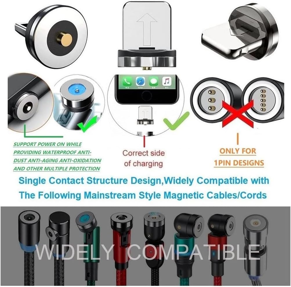 Magnetic Charging Tips lPhone 15pcs,1Pin 360° Rotate Connector Adapters for iOS-Lightlng Ports Series,Just Plugs to Charging/Water-dustproof/antioxidant Without Cord&Non-Data - Image 4