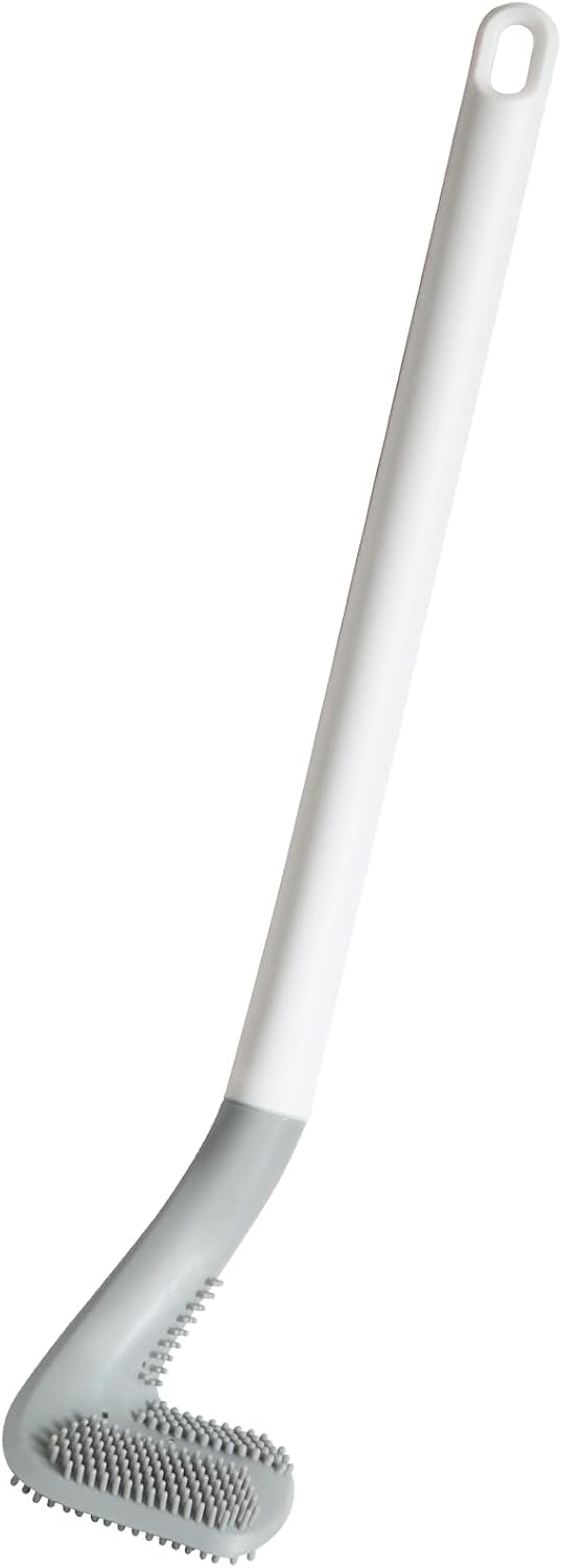 Golf Toilets Brushes, Toilet Cleaning Brush, Flexible Bendable Silicone Long Handled Toilet Brushes, 360°Deep Toilets Bowl Cleaning Brush,Quick Drying Scrubber for Bathroom with Hook (White) - Image 1