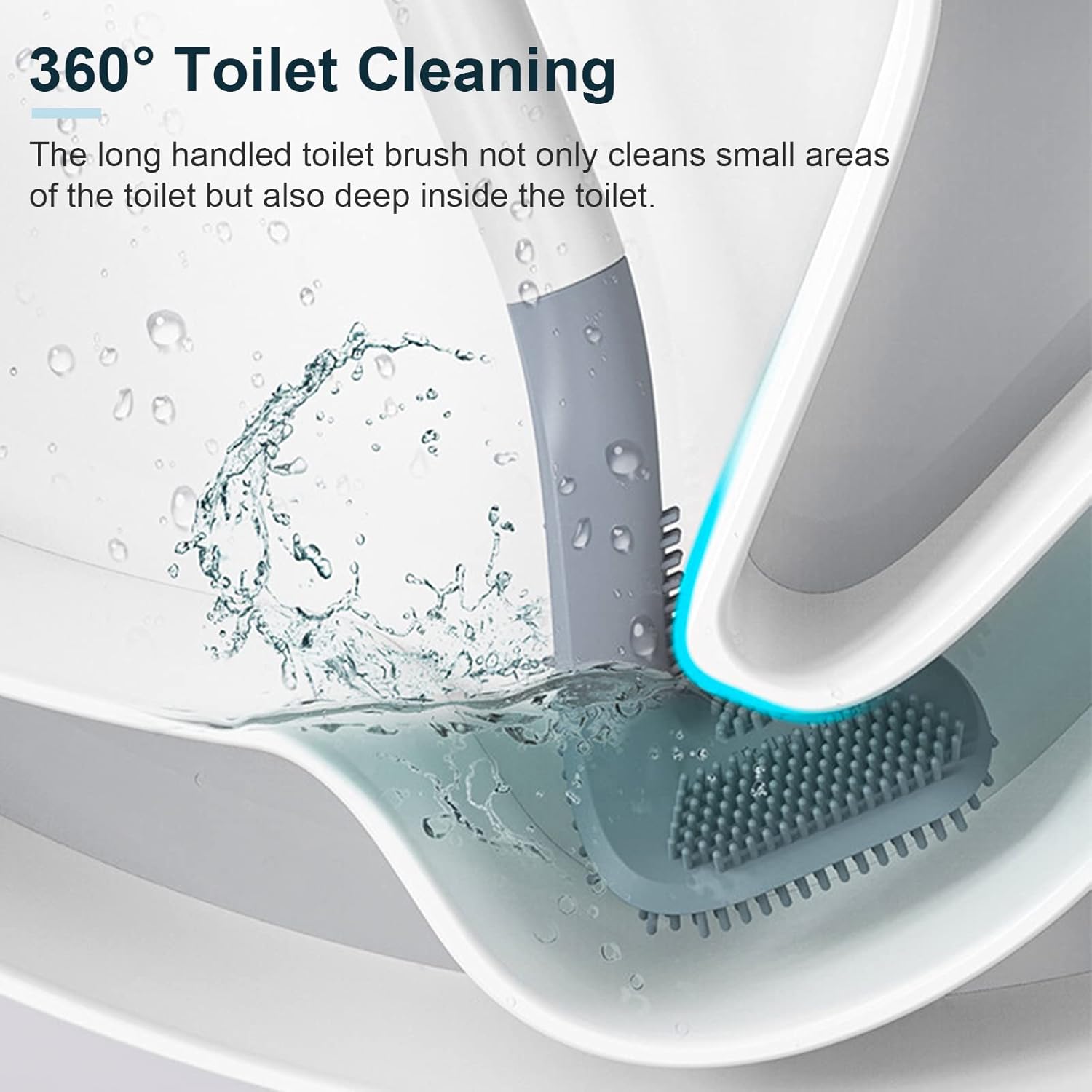 Golf Toilets Brushes, Toilet Cleaning Brush, Flexible Bendable Silicone Long Handled Toilet Brushes, 360°Deep Toilets Bowl Cleaning Brush,Quick Drying Scrubber for Bathroom with Hook (White) - Image 4