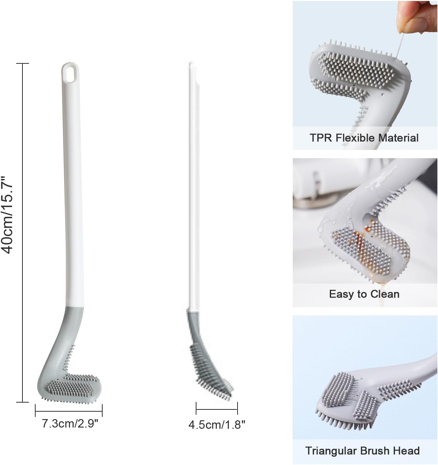 Golf Toilets Brushes, Toilet Cleaning Brush, Flexible Bendable Silicone Long Handled Toilet Brushes, 360°Deep Toilets Bowl Cleaning Brush,Quick Drying Scrubber for Bathroom with Hook (White) - Image 5
