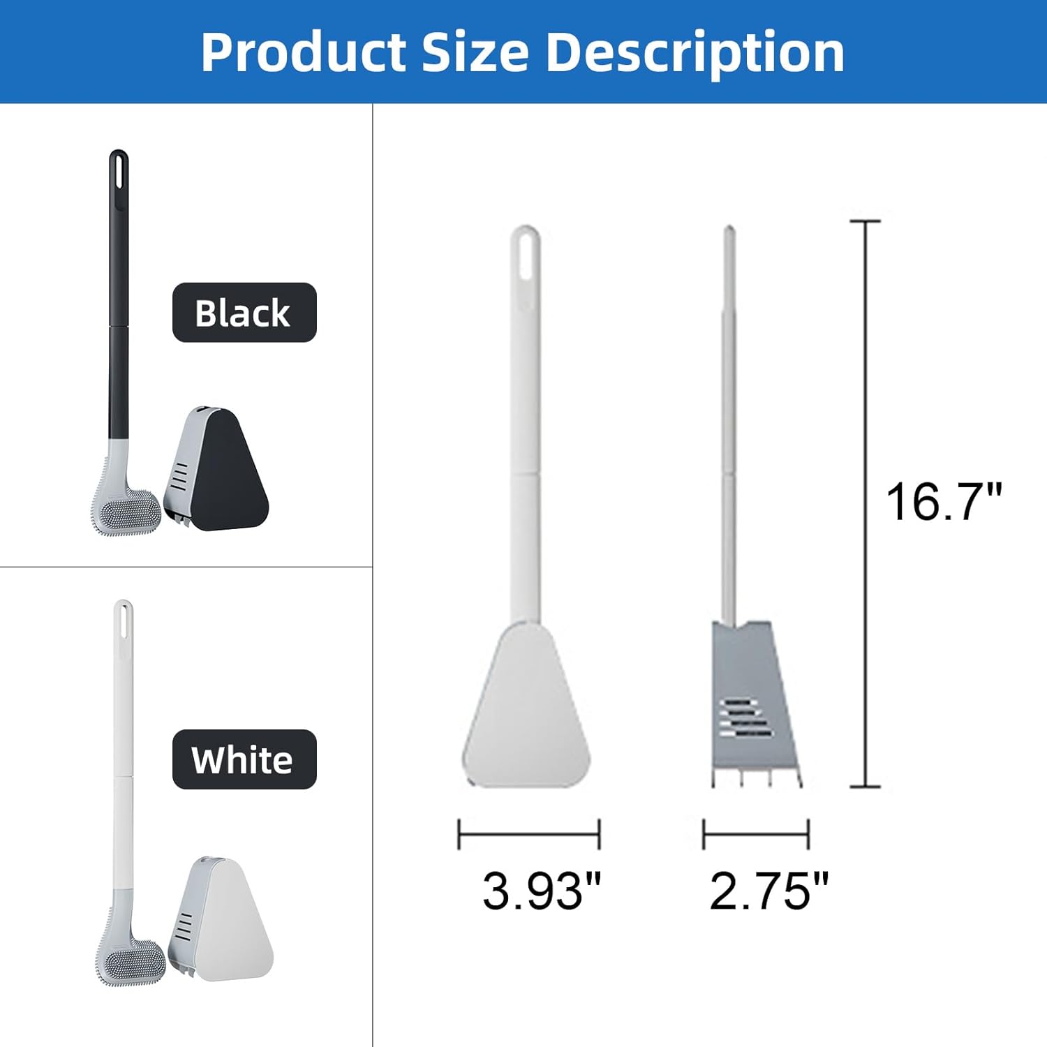 Toilet Brush and Holder Set Silicone, Flexible Toilet Brush for Deep Cleaning of Dead Corners, Snap-on Detachable Long Toilet Brush, Wall-Mounted Toilet Bowl Brush Set (Black) - Image 6