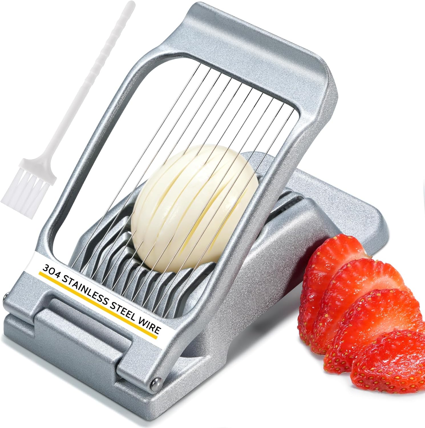 Heavy Duty Stainless Steel Wire Egg Slicer for Hard Boiled Eggs & Strawberry Other Soft Food - Image 1