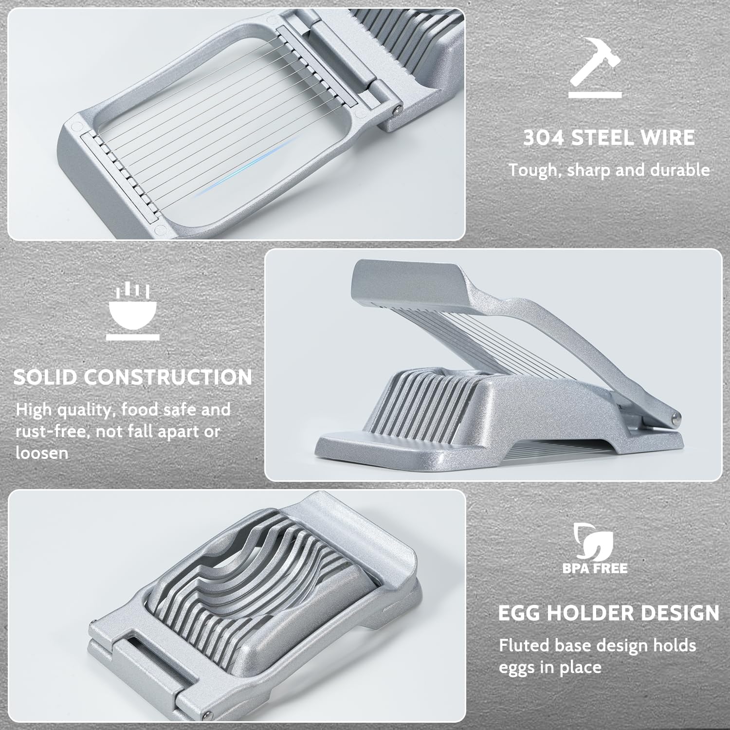 Heavy Duty Stainless Steel Wire Egg Slicer for Hard Boiled Eggs & Strawberry Other Soft Food - Image 4