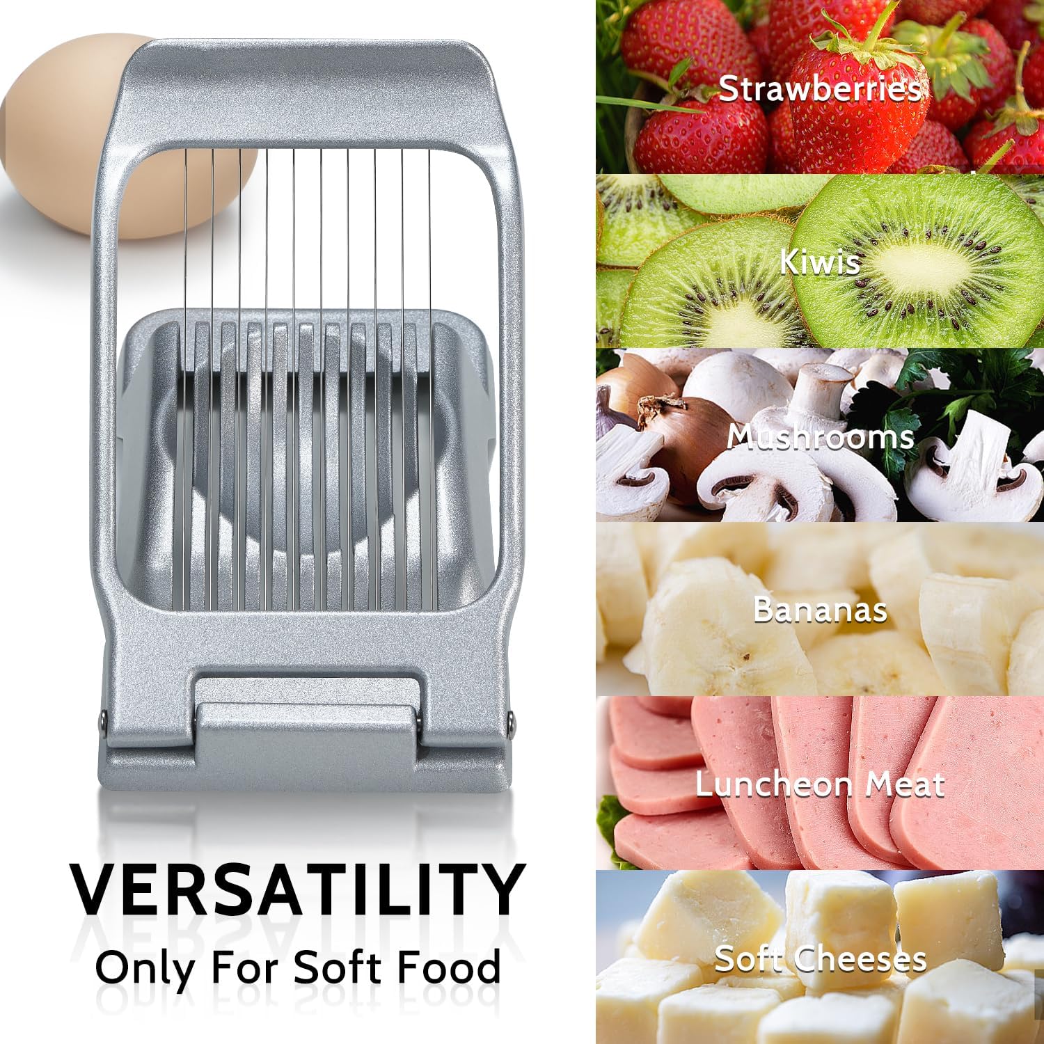 Heavy Duty Stainless Steel Wire Egg Slicer for Hard Boiled Eggs & Strawberry Other Soft Food - Image 7