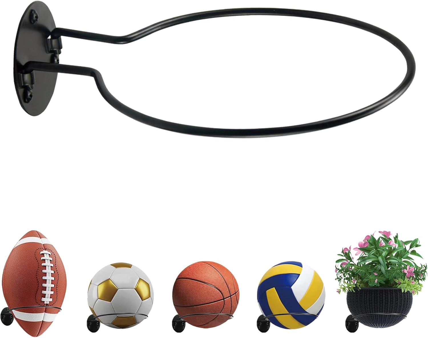 Wall Mount Ball Display Rack, Sports Ball Storage Holder for Basketball, Football, Soccer, Volleyball Collection,Sports Accessories Organizer - Image 1