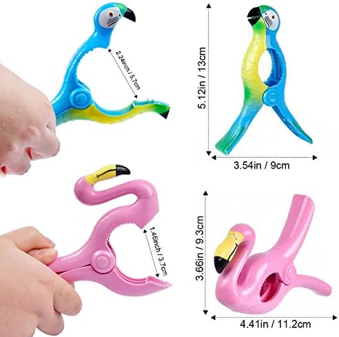 Beach Towel Clips,  Jumbo Size Towel Clips for Beach Chairs Cruise Pool Patio or Daily Use-Secure Hang Seal, Set of 4 (Flamingo Parrot) - Image 2