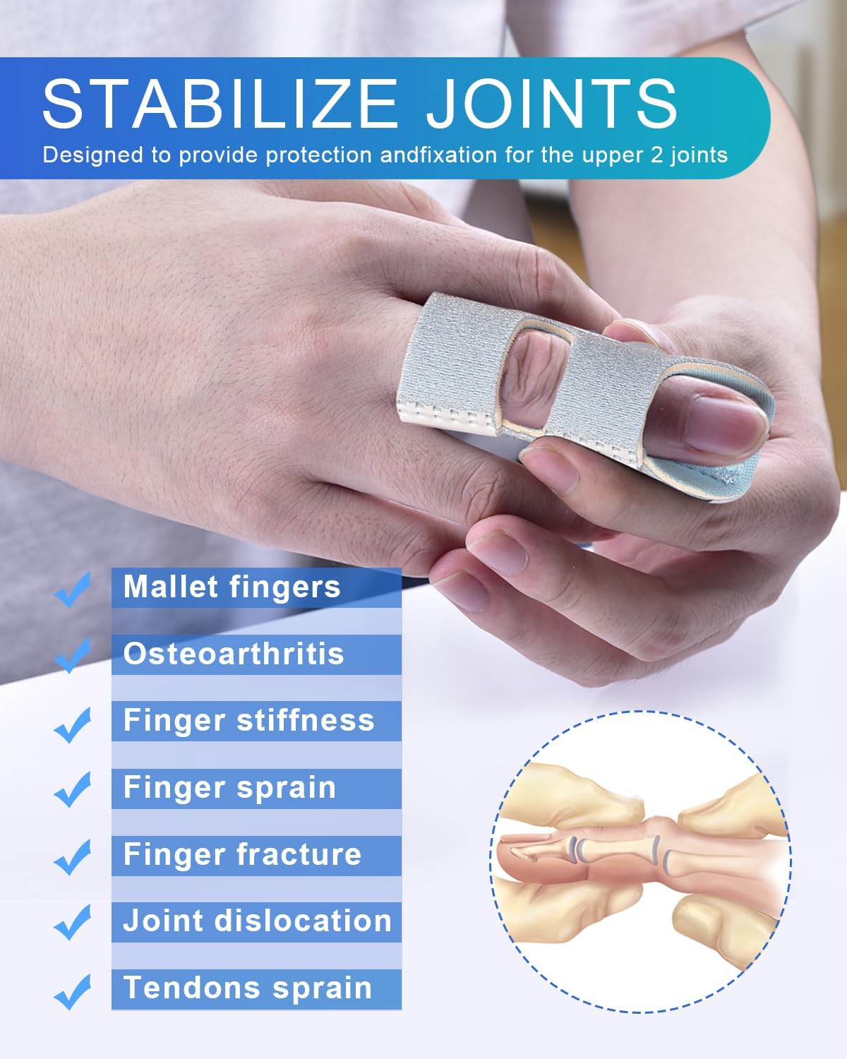 Finger Splint, 5pcs Color Finger Brace Support Stabilizer for Index, Middle, Ring Fingers Straightening Arthritis Knuckle Immobilization - Image 3
