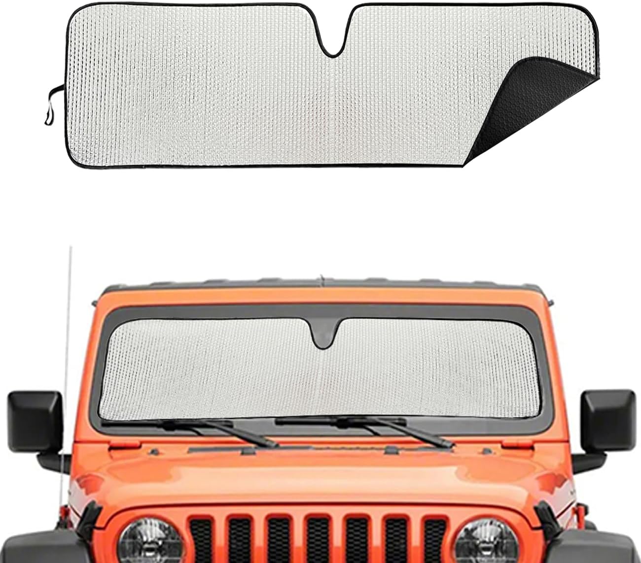 Windshield Sun Shade for Jeep,Windshield Sunshade for Wrangler TJ JK JL1997-2024,Sun Shade Windshield Cover for Jeep,UV Ray & Heat Block Windshield Shades - Image 1