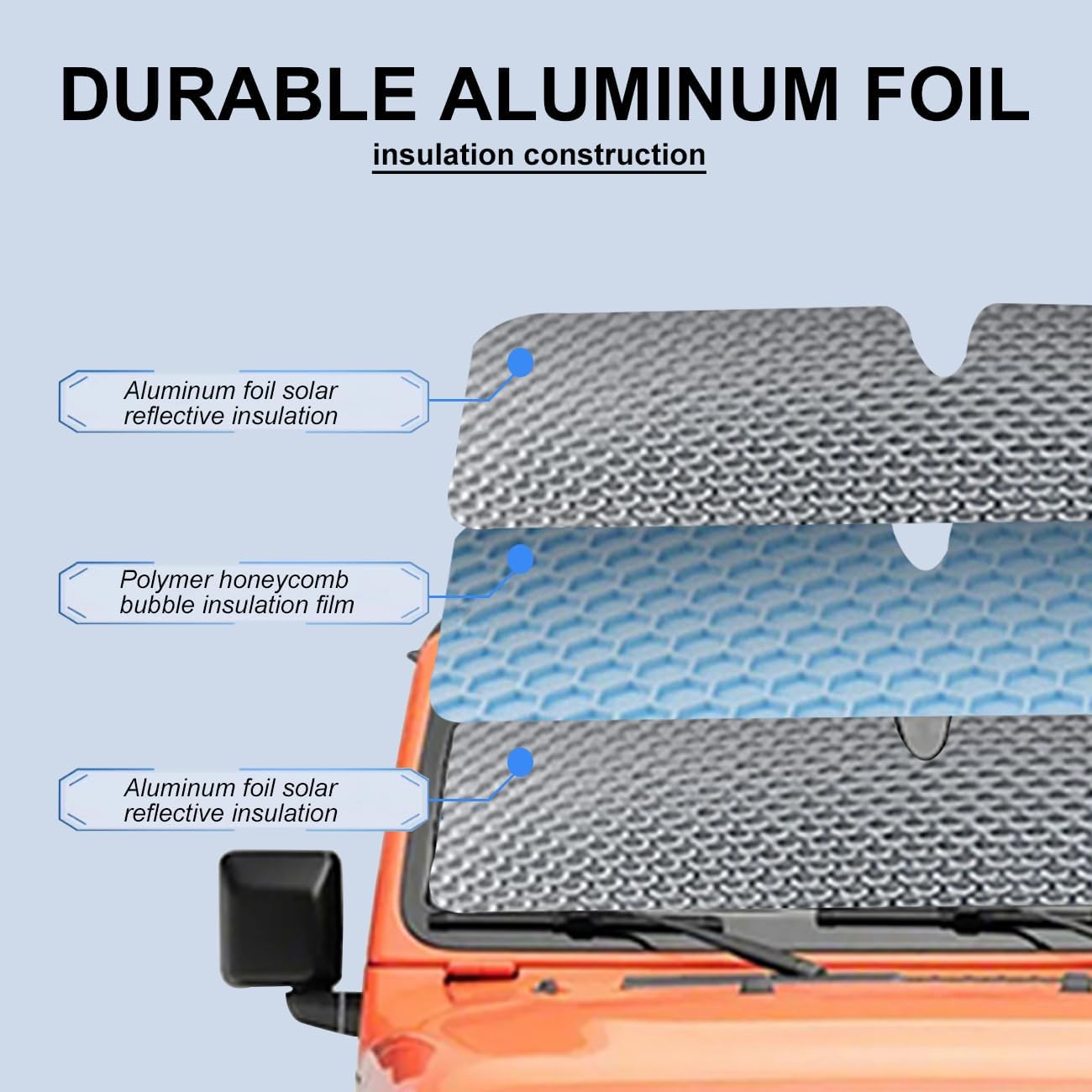 Windshield Sun Shade for Jeep,Windshield Sunshade for Wrangler TJ JK JL1997-2024,Sun Shade Windshield Cover for Jeep,UV Ray & Heat Block Windshield Shades - Image 5