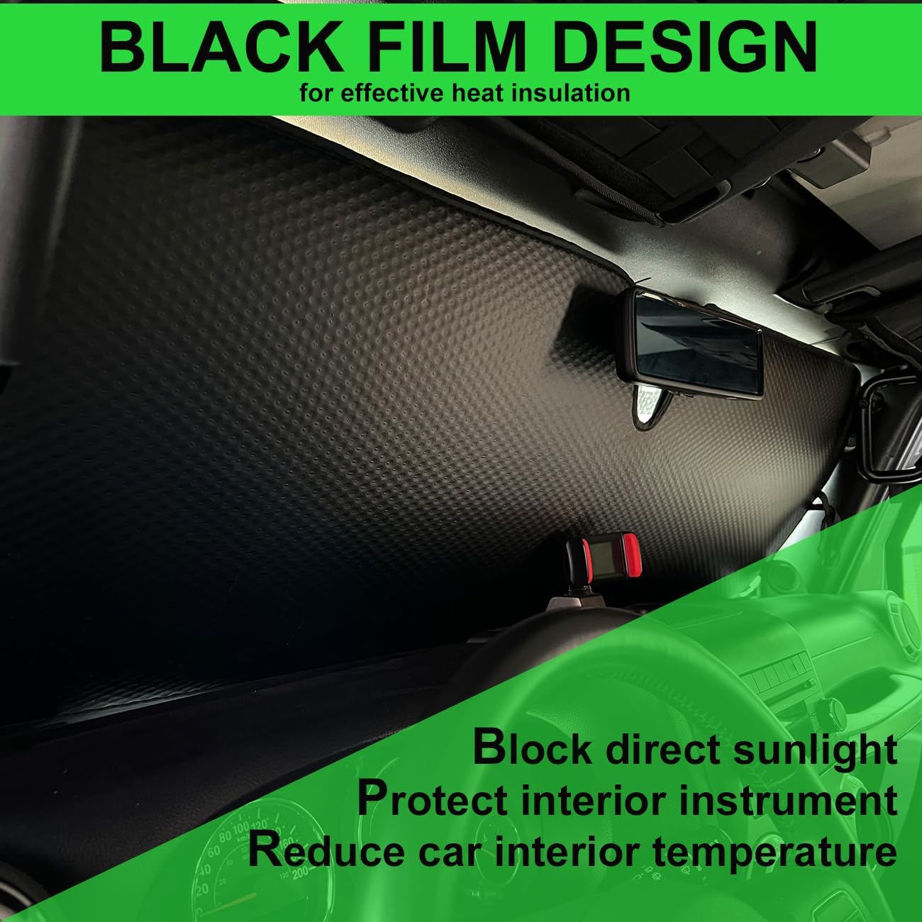 Windshield Sun Shade for Jeep,Windshield Sunshade for Wrangler TJ JK JL1997-2024,Sun Shade Windshield Cover for Jeep,UV Ray & Heat Block Windshield Shades - Image 6