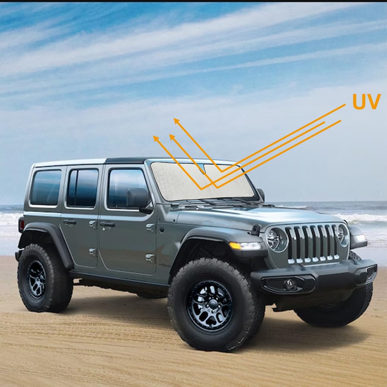 Windshield Sun Shade for Jeep,Windshield Sunshade for Wrangler TJ JK JL1997-2024,Sun Shade Windshield Cover for Jeep,UV Ray & Heat Block Windshield Shades - Image 7