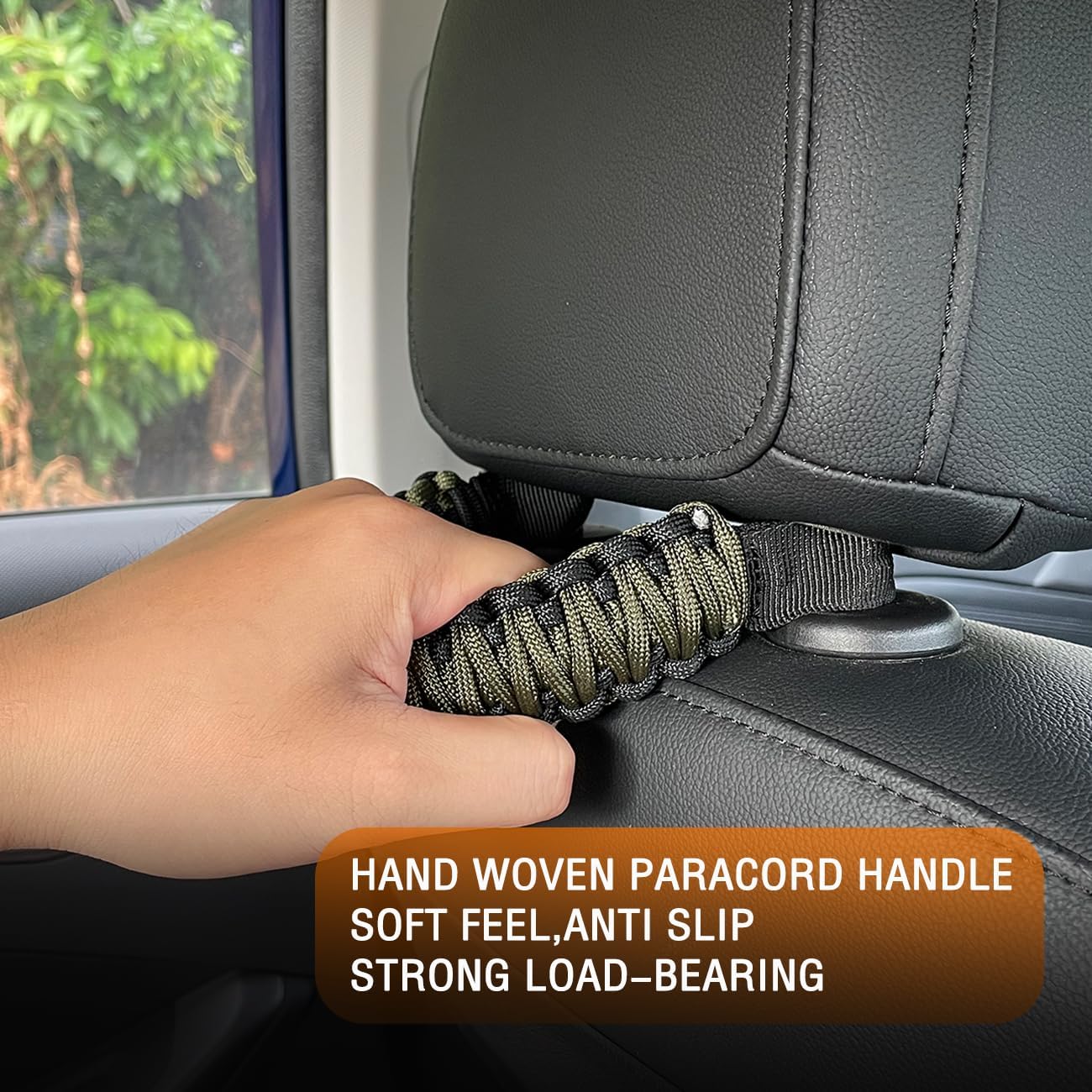 Headrest Grab Handles Universal Grip Handles,Passenger Support Handles for Jeep Wrangler,Ford Bronco,Toyota,Tacoma,Trucks,SUV,Cars,2Pack (Black&Olive) - Image 7