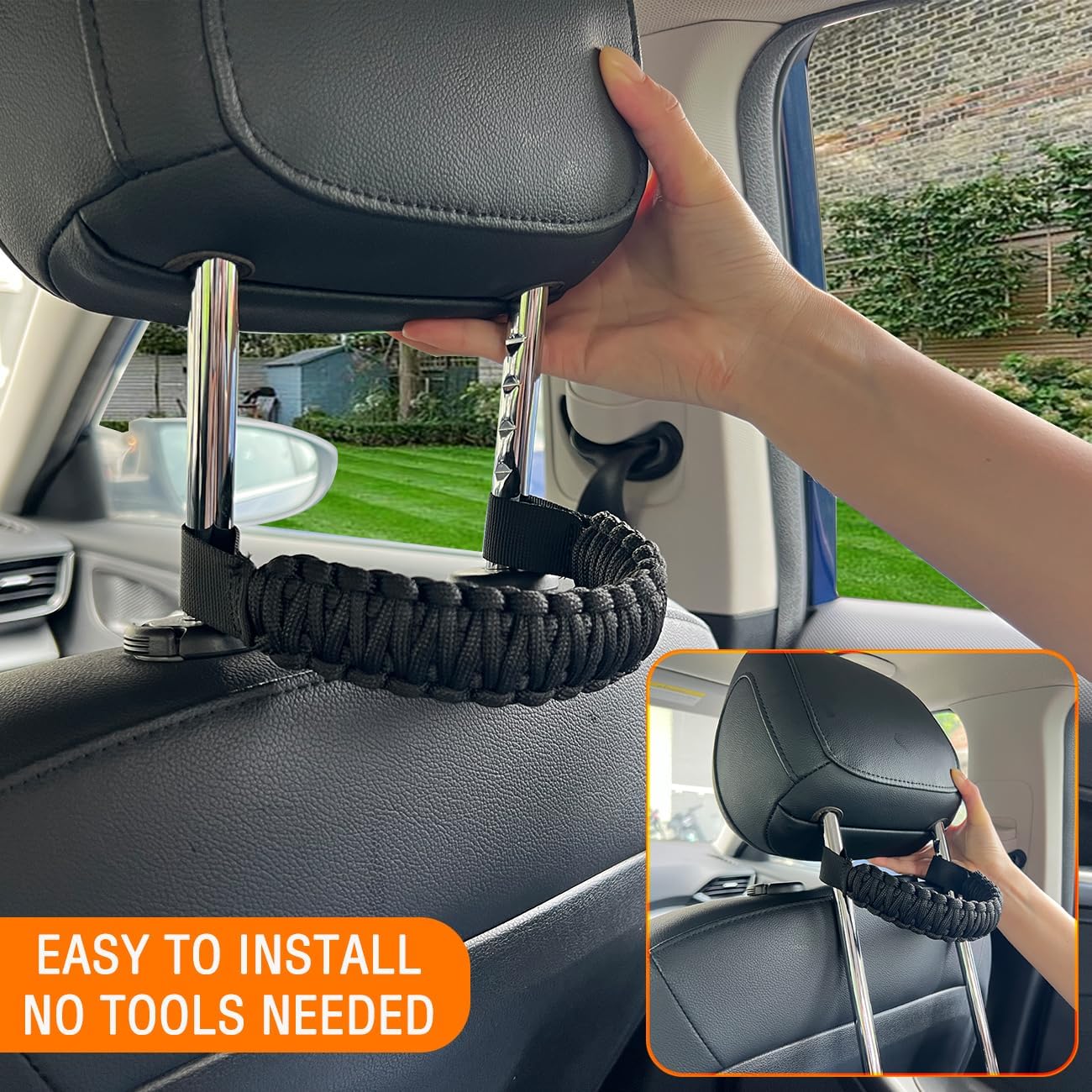 Headrest Grab Handles Universal Grip Handles,Passenger Support Handles for Jeep Wrangler,Ford Bronco,Toyota,Tacoma,Trucks,SUV,Cars,2Pack (Black&Olive) - Image 8