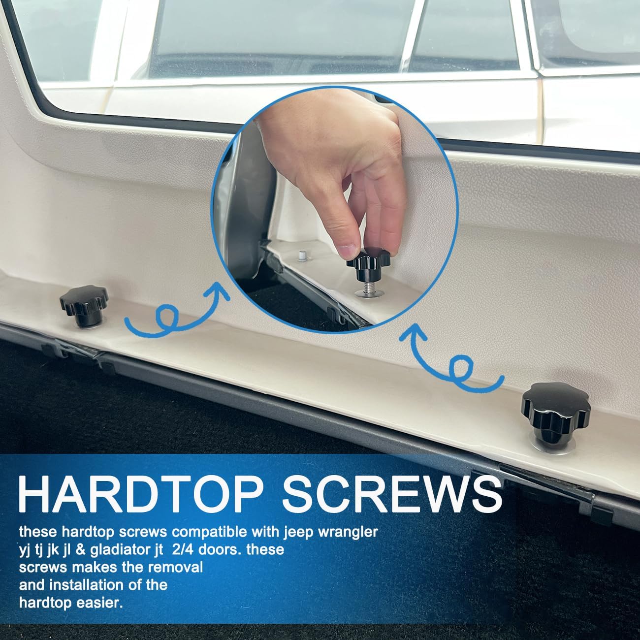 Hardtop Screw Bolt for Jeep Wrangler Hard Top Bolts Hardtop Quick Removal Fastener M8 Screws Replacement for Jeep Wrangler JK JL,Pack of 6 - Image 2