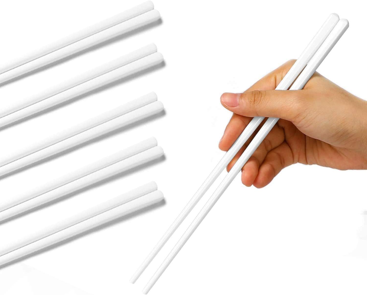 Ceramic Chopsticks Set of 5, Porcelain Chinese Chopsticks Easy To Clean, 9.6-Inch (White) - Image 1