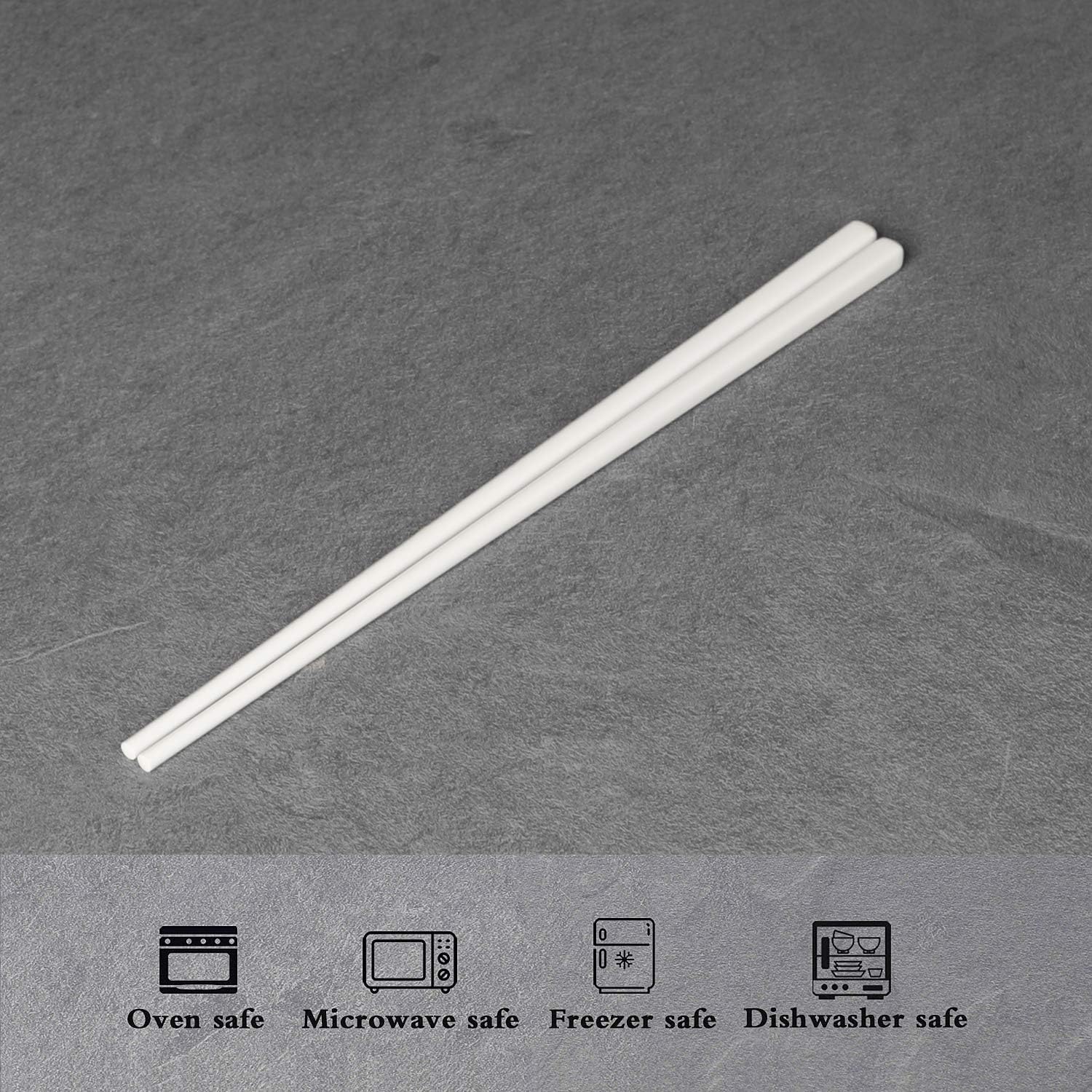 Ceramic Chopsticks Set of 5, Porcelain Chinese Chopsticks Easy To Clean, 9.6-Inch (White) - Image 4
