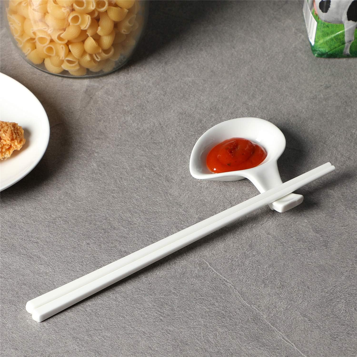 Ceramic Chopsticks Set of 5, Porcelain Chinese Chopsticks Easy To Clean, 9.6-Inch (White) - Image 5