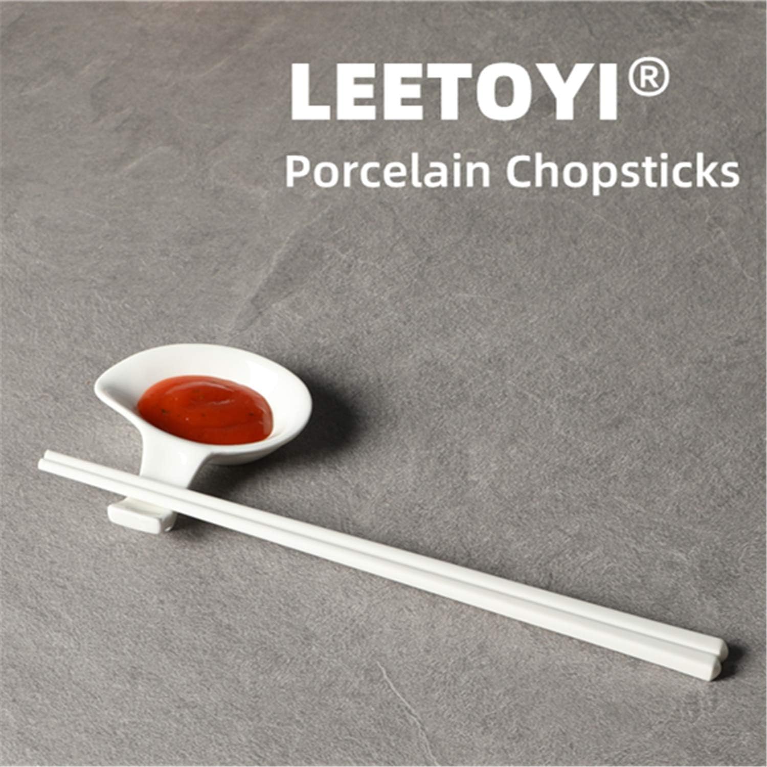 Ceramic Chopsticks Set of 5, Porcelain Chinese Chopsticks Easy To Clean, 9.6-Inch (White) - Image 6