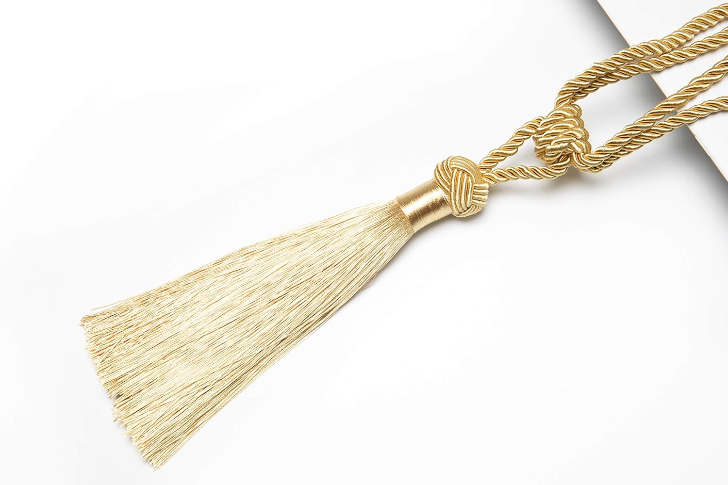Curtain Tiebacks Hand-Woven Holdbacks Home Decorative Tassels Tiebacks (Gold, 2 Pack) - Image 4