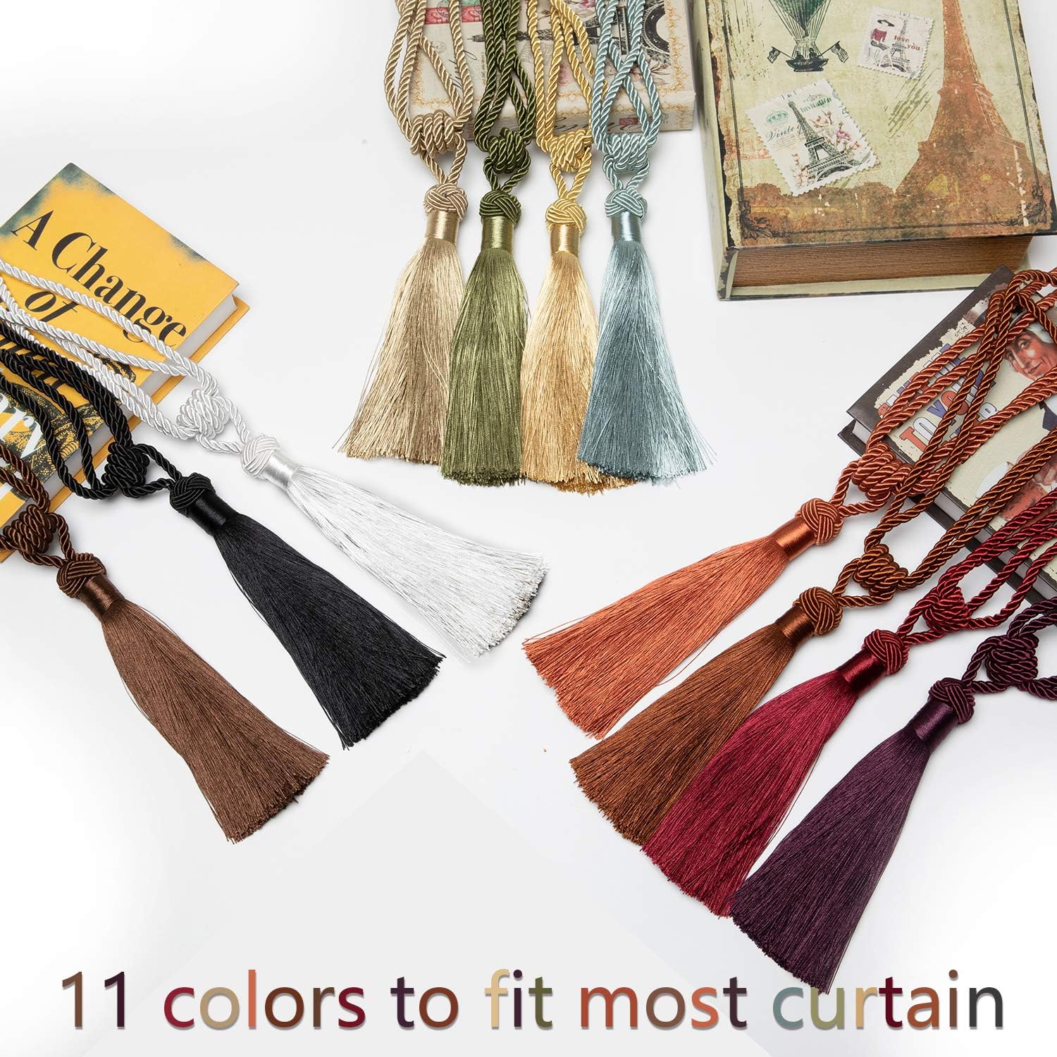 Curtain Tiebacks Hand-Woven Holdbacks Home Decorative Tassels Tiebacks (Gold, 2 Pack) - Image 6