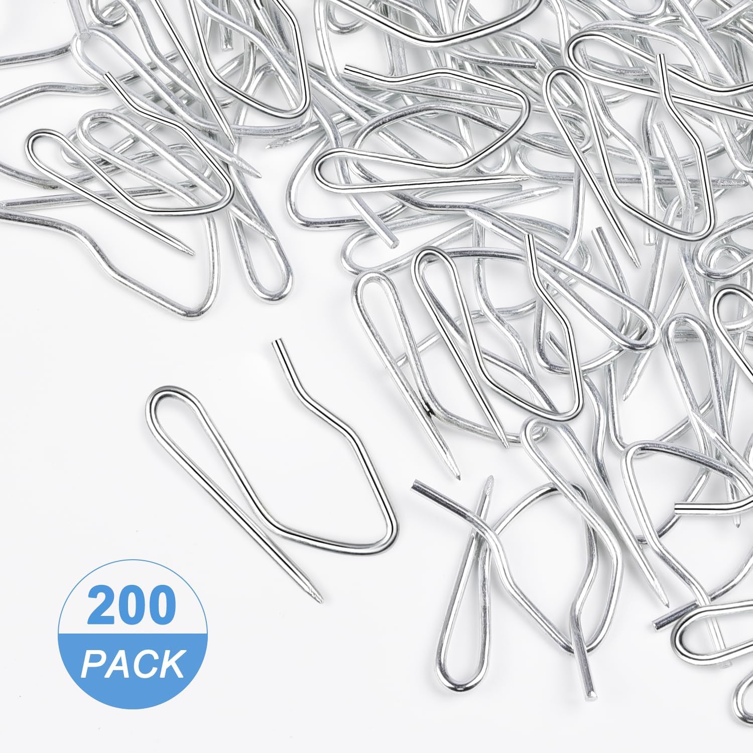 Metal Curtain Hooks, 200pcs Drapery Pins Stainless Steel Pin-on Hooks for Window Shower Door Curtain, Silver White - Image 5