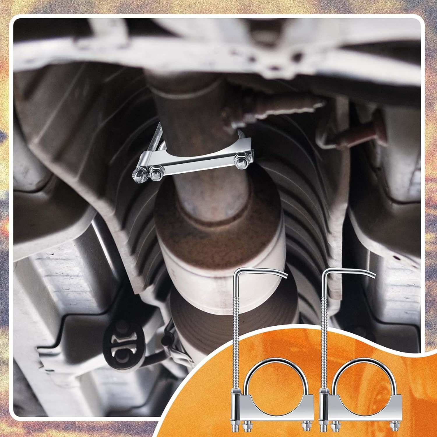1 Pcs 2.5 Inch Universal Exhaust Clamp with Hanger, Made of Heavy-duty Clamp with Rear Muffler Hanger Exhaust Pipe for Cars, Trucks Pipes - Image 4