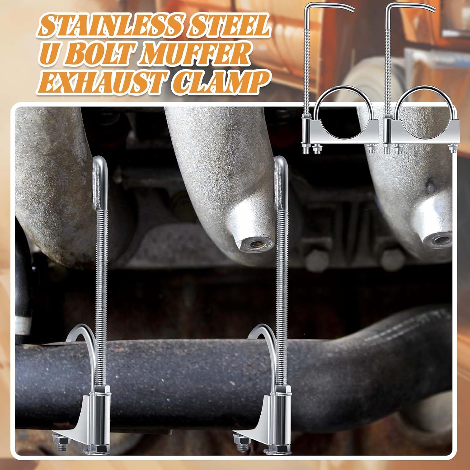 1 Pcs 2.5 Inch Universal Exhaust Clamp with Hanger, Made of Heavy-duty Clamp with Rear Muffler Hanger Exhaust Pipe for Cars, Trucks Pipes - Image 6