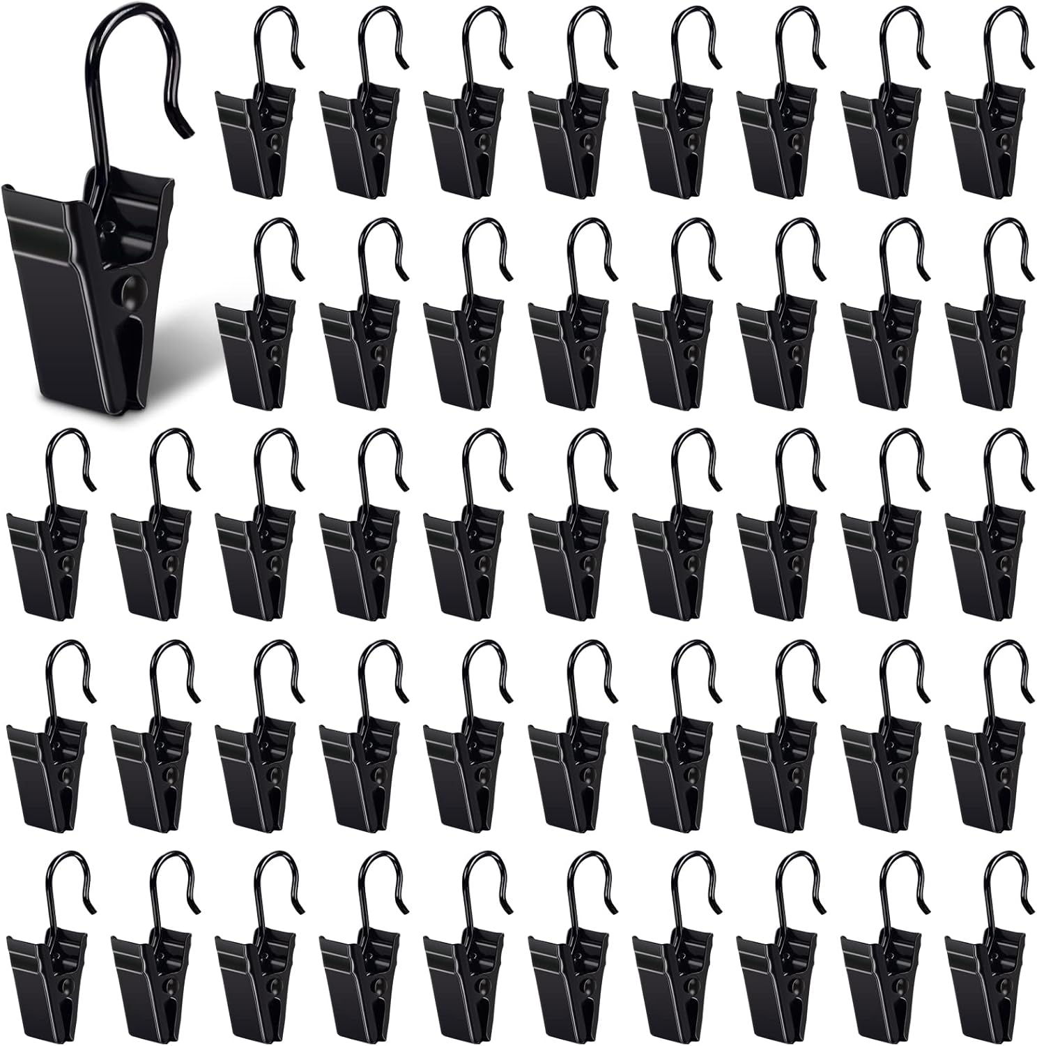 Curtain Clips, 100 Pack Metal Clips for Party Decor Hanging Photo Camping Tents Arts Crafts Display, Black - Image 1