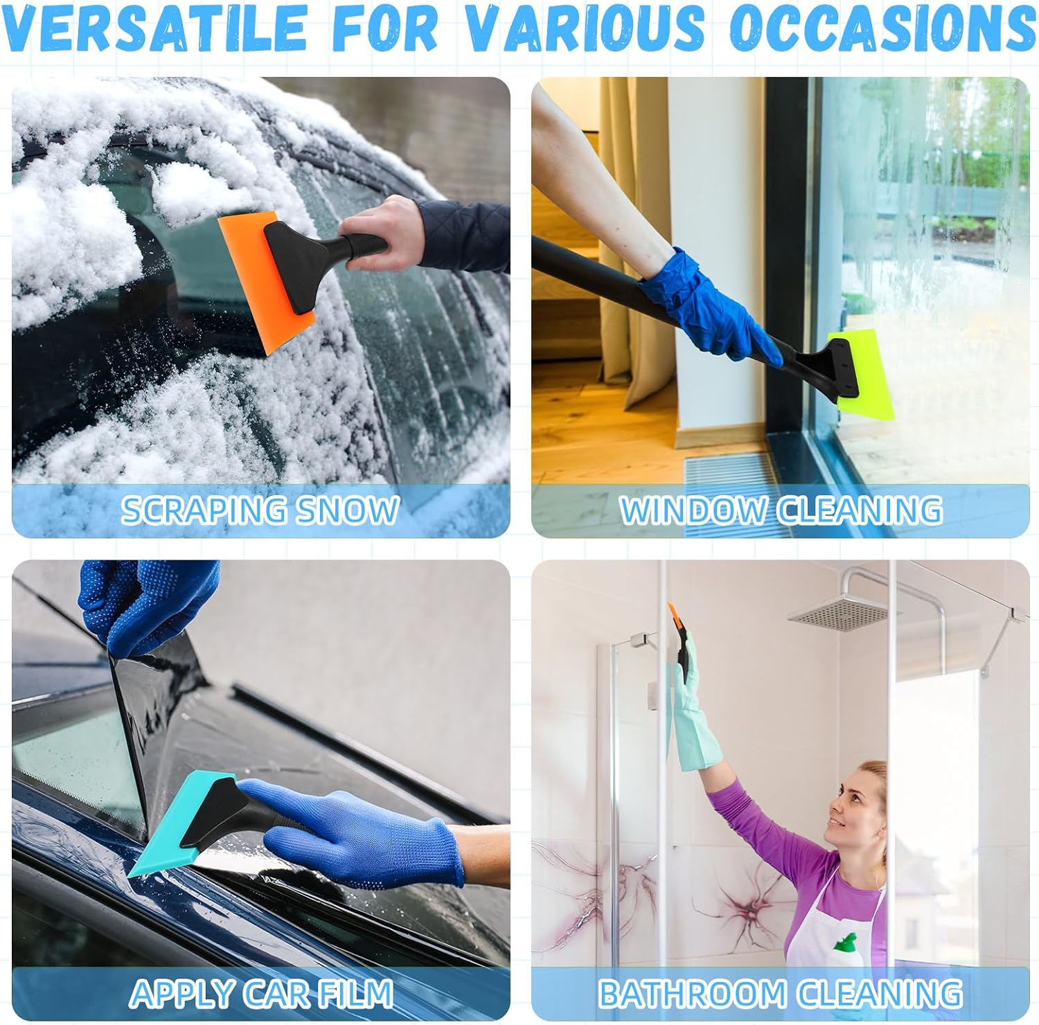 3 Pcs Small Squeegee 5 Inch Window Tint Silicone Squeegee Cleaning with Non Slip Handle Wiper Window Tinting Tools for Car Glass Mirror Shower Bathroom Auto (Blue+Green+Pink) - Image 7