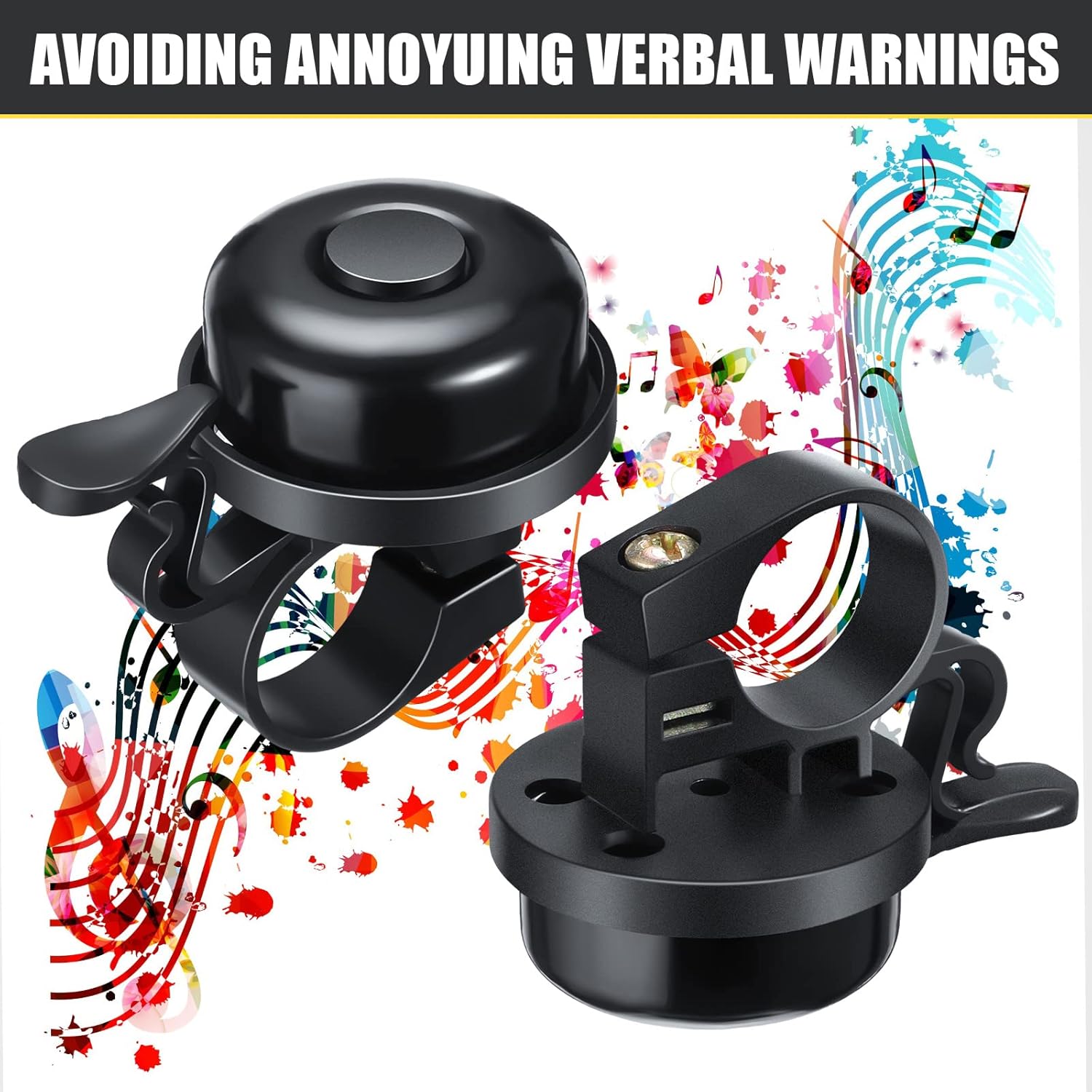 Bike Bells Bulk Aluminum Loud Crisp Bicycle Bell Clear Sound Mountain Bike Accessories Easy Installation for Boys Girls Adults Kids, Black - Image 2