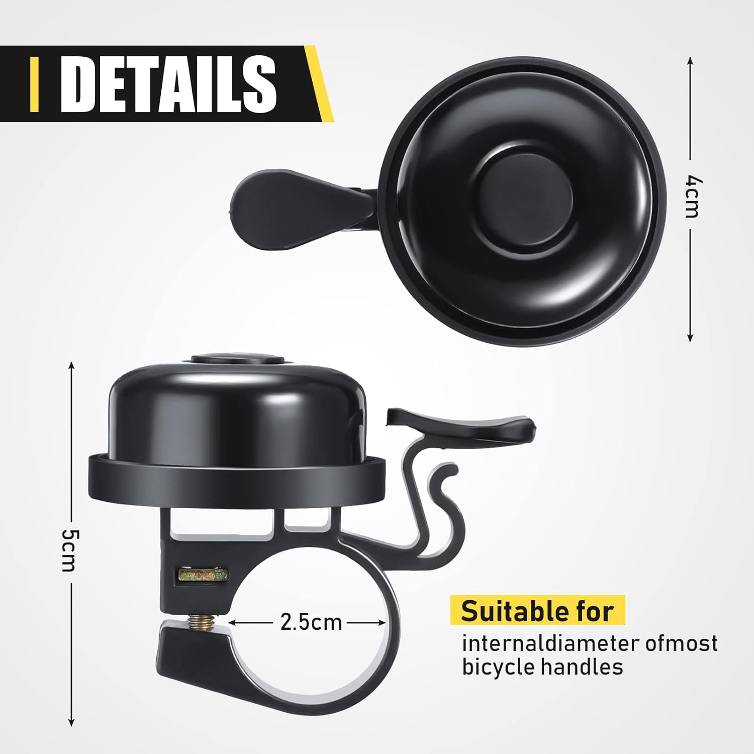 Bike Bells Bulk Aluminum Loud Crisp Bicycle Bell Clear Sound Mountain Bike Accessories Easy Installation for Boys Girls Adults Kids, Black - Image 3