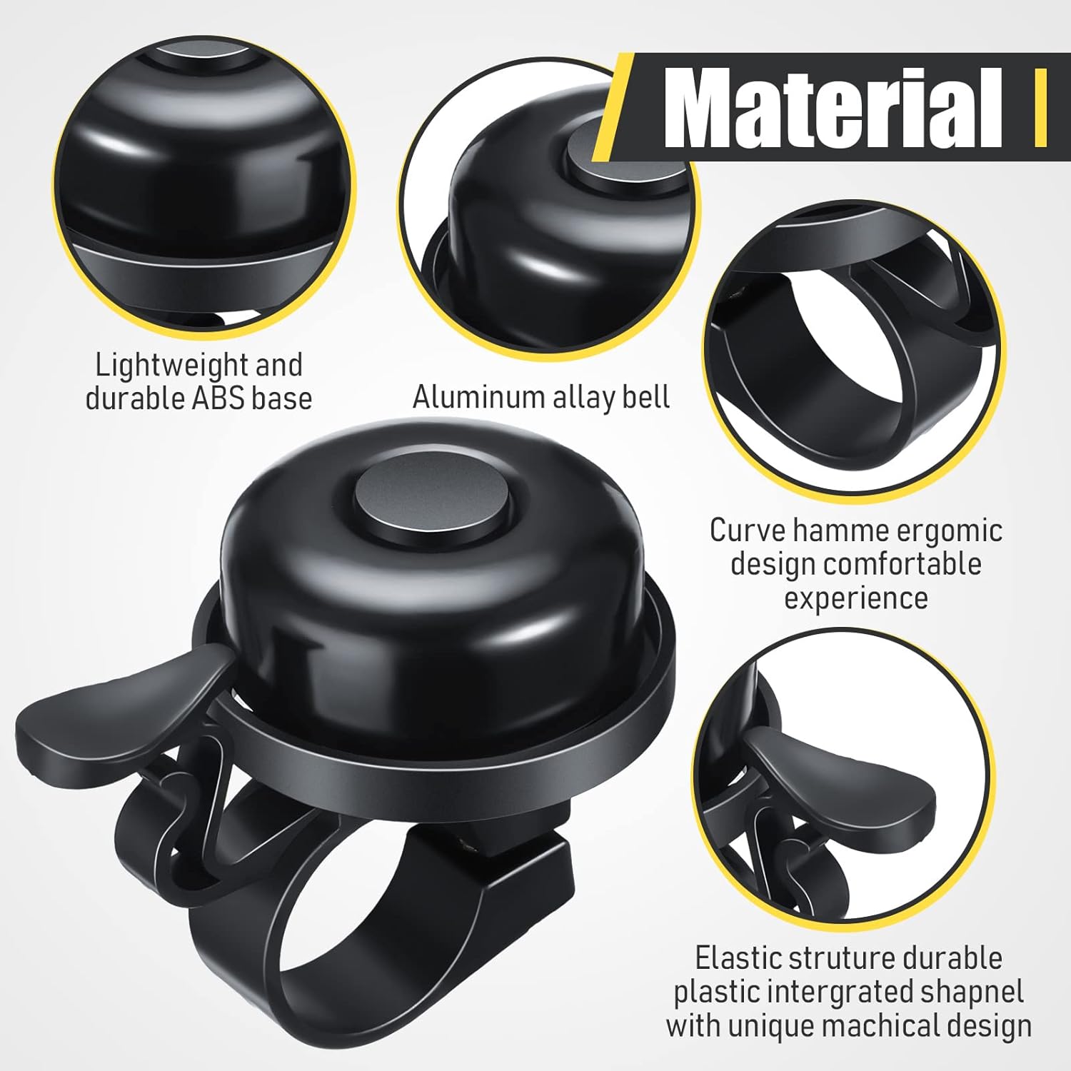 Bike Bells Bulk Aluminum Loud Crisp Bicycle Bell Clear Sound Mountain Bike Accessories Easy Installation for Boys Girls Adults Kids, Black - Image 4
