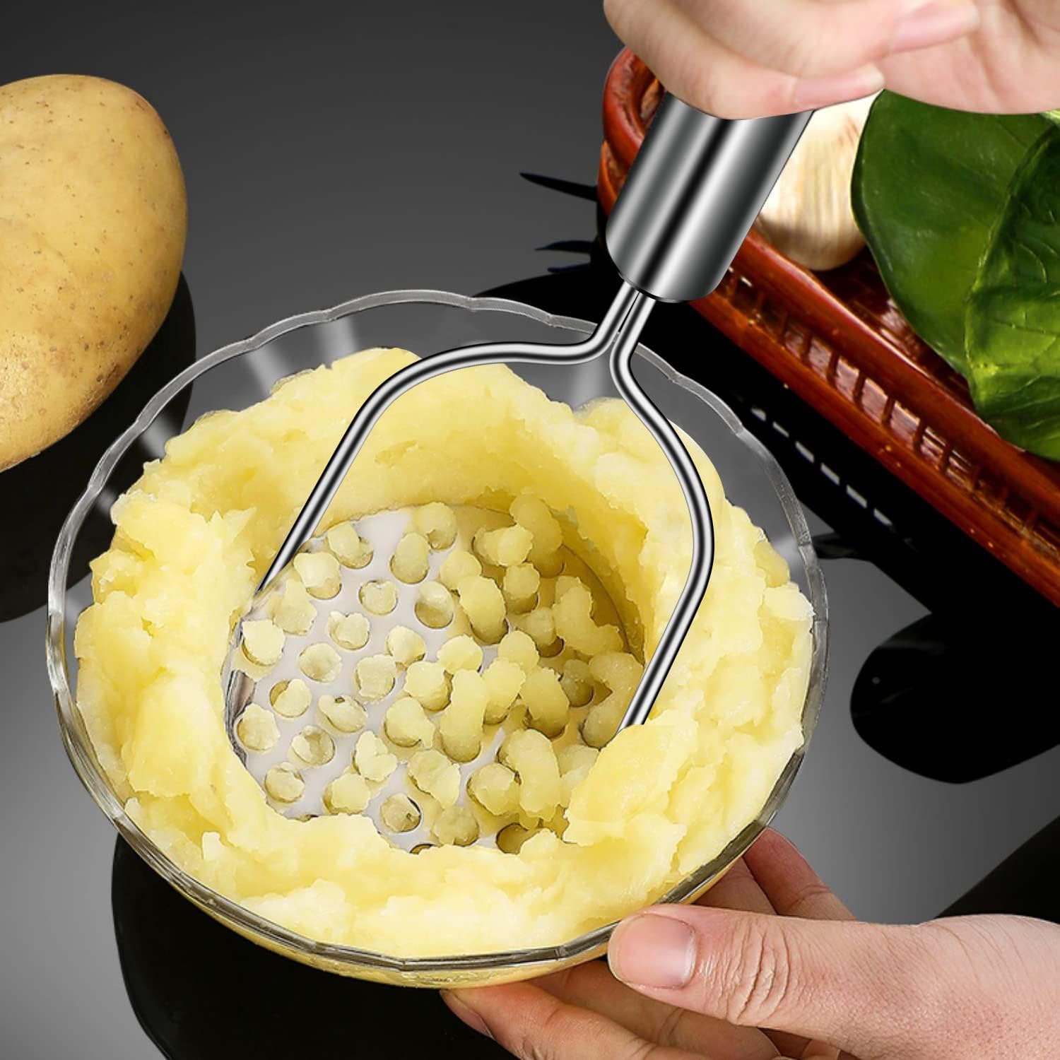 Potato Masher,  2 Pack Stainless Steel Integrated Kitchen Tool Food Masher for Potatoes, Vegetables, Berries, Fruits, Baby Food, Avocado - Image 2