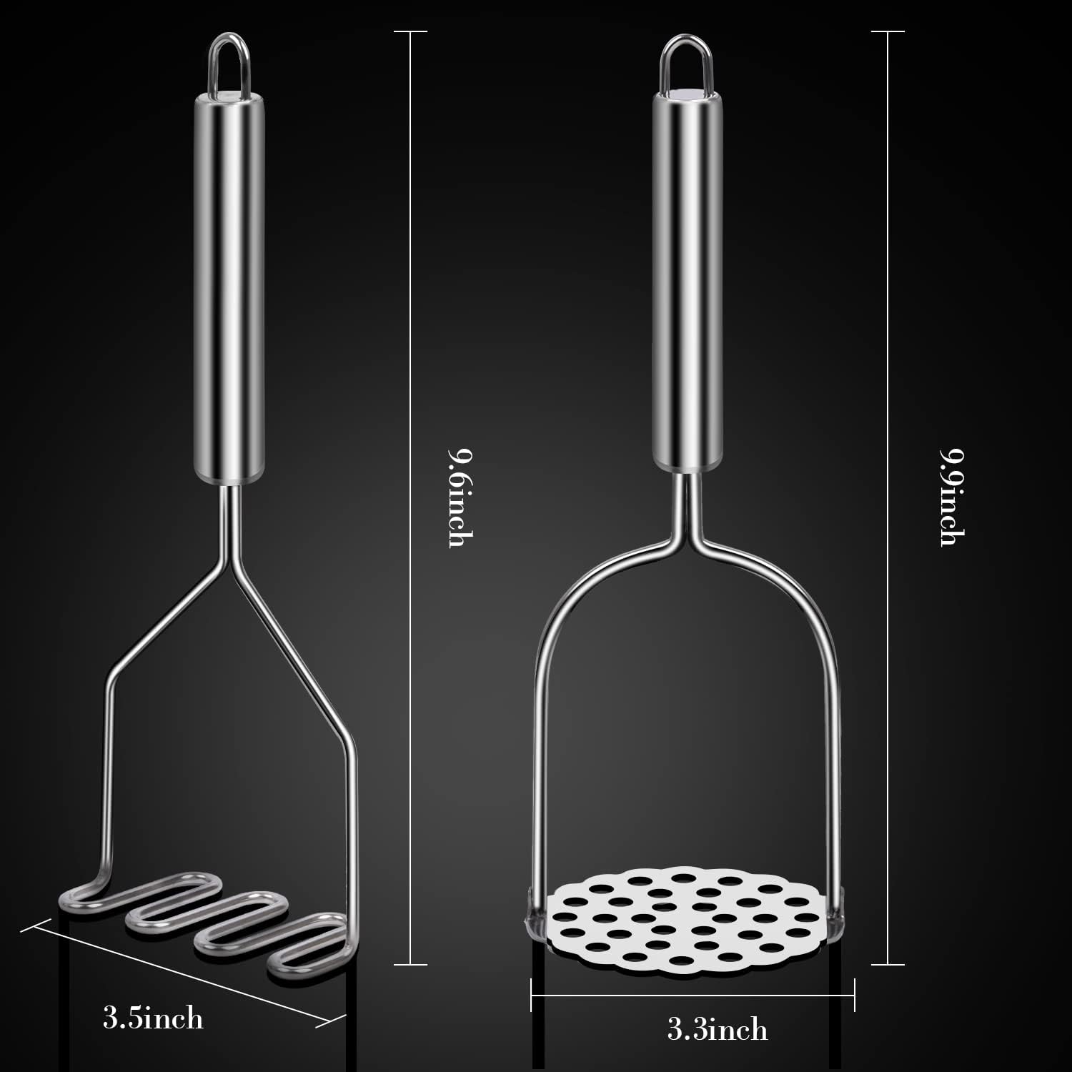 Potato Masher,  2 Pack Stainless Steel Integrated Kitchen Tool Food Masher for Potatoes, Vegetables, Berries, Fruits, Baby Food, Avocado - Image 5
