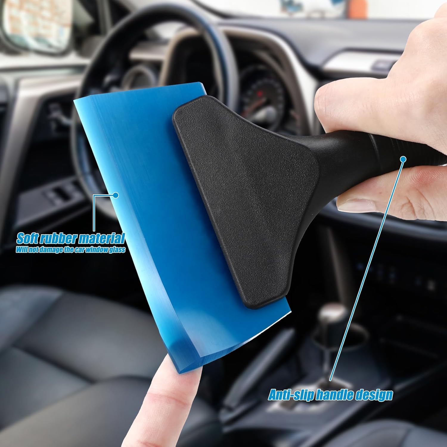 2 Pcs Side Mirror Squeegee Small 39 Inch Retractable Handle Car Squeegee with 5 Inch Car Window Mini Rearview Mirror Wiper for Glass Door Rainy Foggy Accessories - Image 5