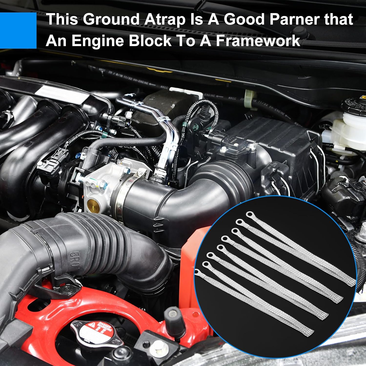 12 Pcs Ground Straps Automotive 20 Inch Universal Engine Ground Strap Kit with Ring Terminals Braided Tinned Copper Grounding Wire Automotive Cable Connectors for Most Cars Vehicle, Silver - Image 5