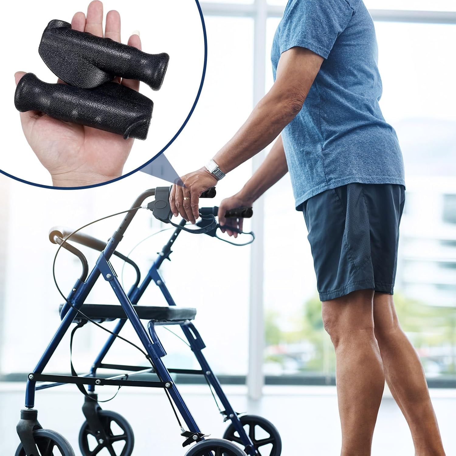 2 Pair Universal Rollator Hand Grip Replacement Parts for Rollator and Wheelchair Left and Right Hand Grips for Drive Rollator - Image 4