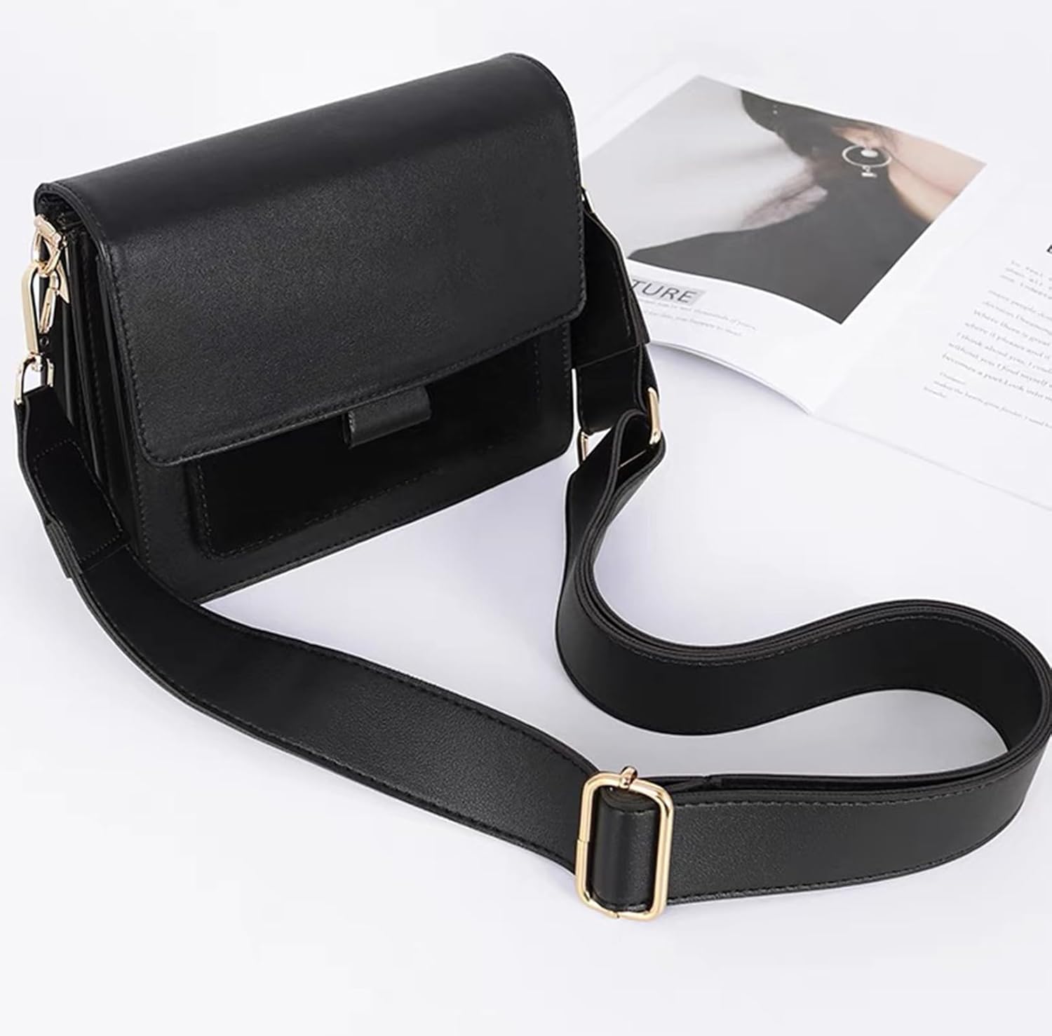 Dark Brown Leather Purse Strap Wide Adjustable Shoulder Purse Strap Handbags Replacement Crossbody Straps with Swivel Clasps, 33~55inch - Image 7