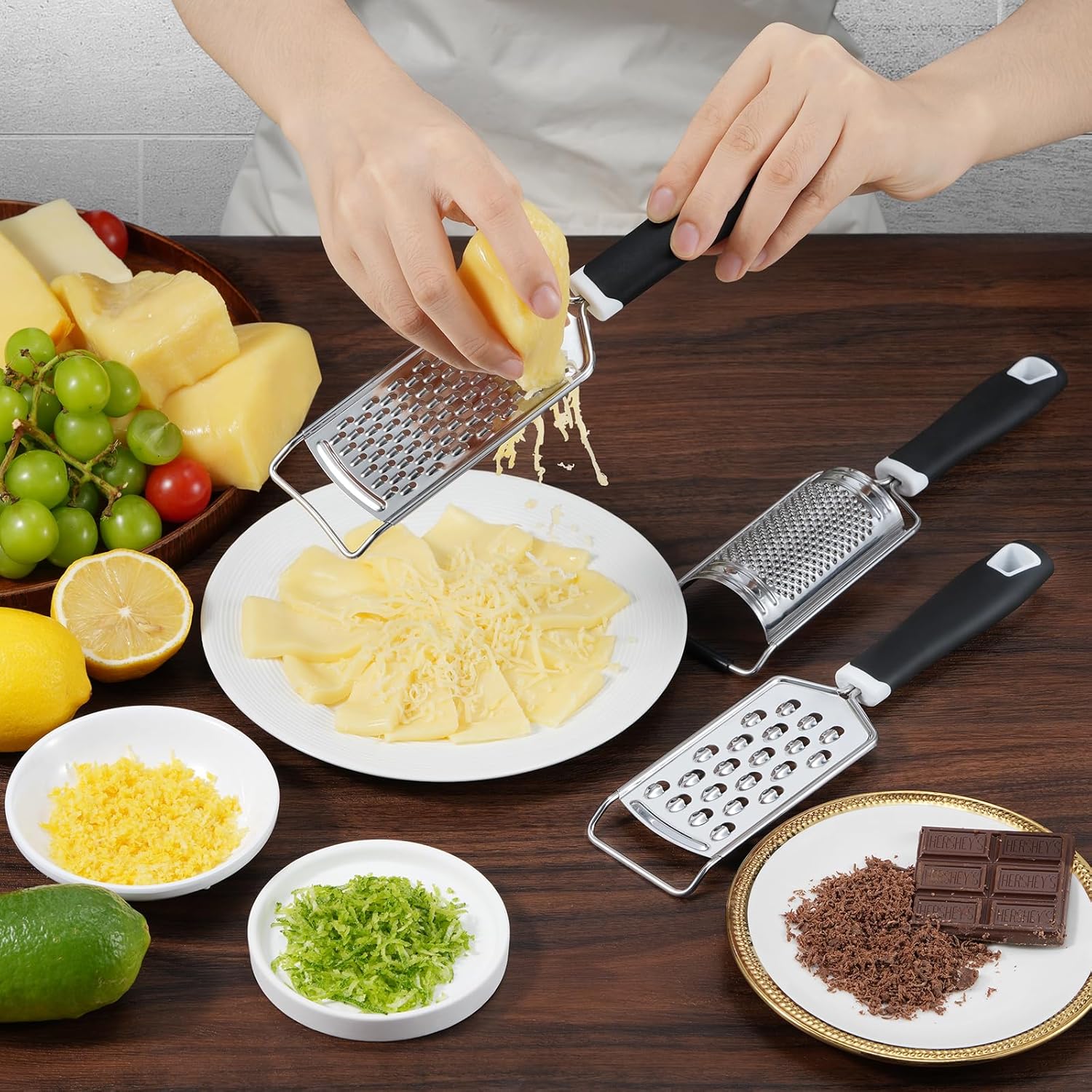 Cheese Grater,  3 Packs Stainless Steel Lemon Zester Grater with Silicone Handle for Cheese, Chocolate, Spices, and More - Image 6