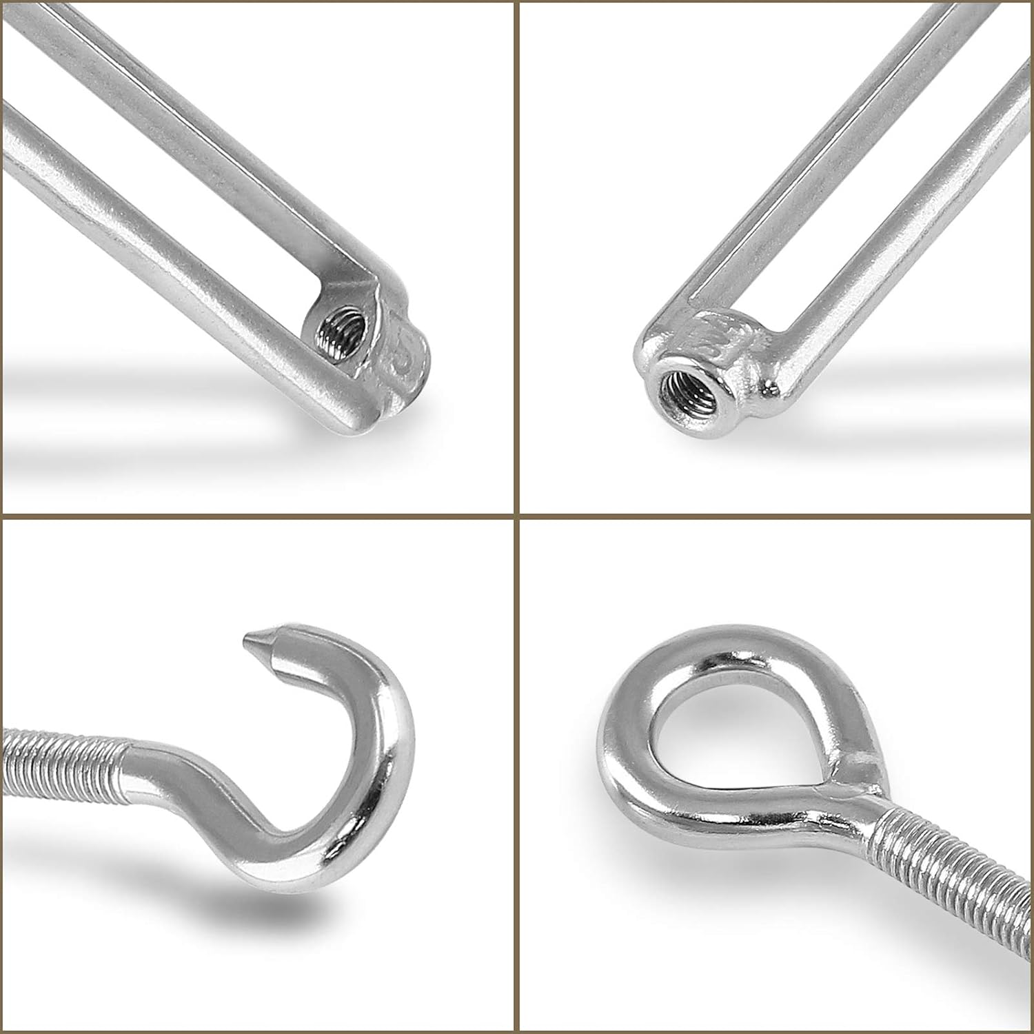 5pcs M5 Stainless Steel 304 Hook & Eye Turnbuckles Adjustable Wire Rope Tensioner - Image 2