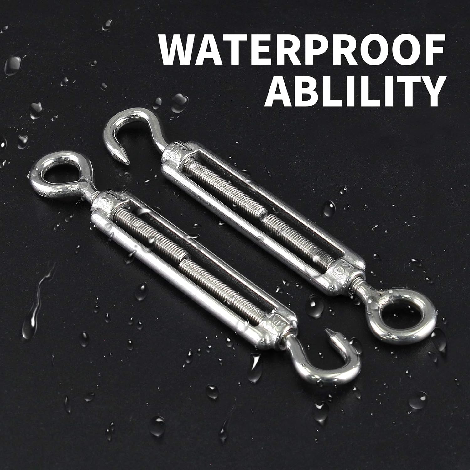 5pcs M5 Stainless Steel 304 Hook & Eye Turnbuckles Adjustable Wire Rope Tensioner - Image 5