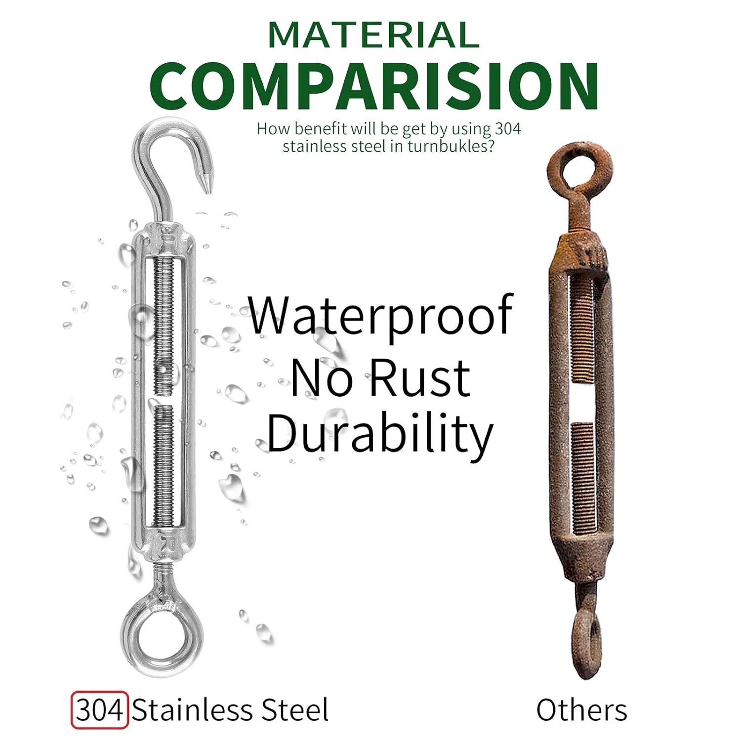 5pcs M5 Stainless Steel 304 Hook & Eye Turnbuckles Adjustable Wire Rope Tensioner - Image 6