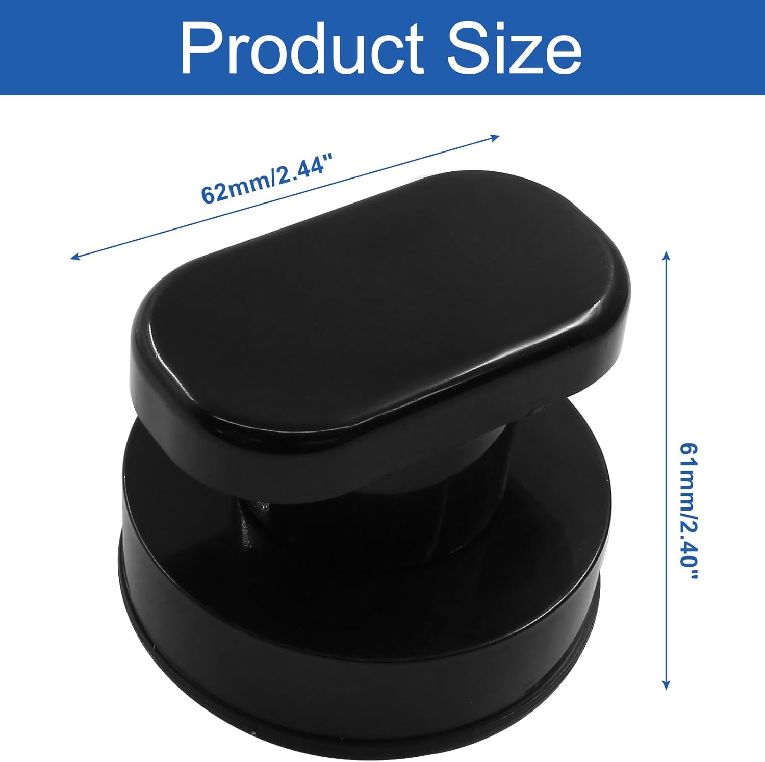2 Pack Powerful Suction Cup Glass Mirror Door Handle, Refrigerator Drawer Bathroom Suction Cup Wall Armrest, Bathtub Shower Handle Kitchen Drawer Cabinet Knob Suction Cup, Black - Image 3