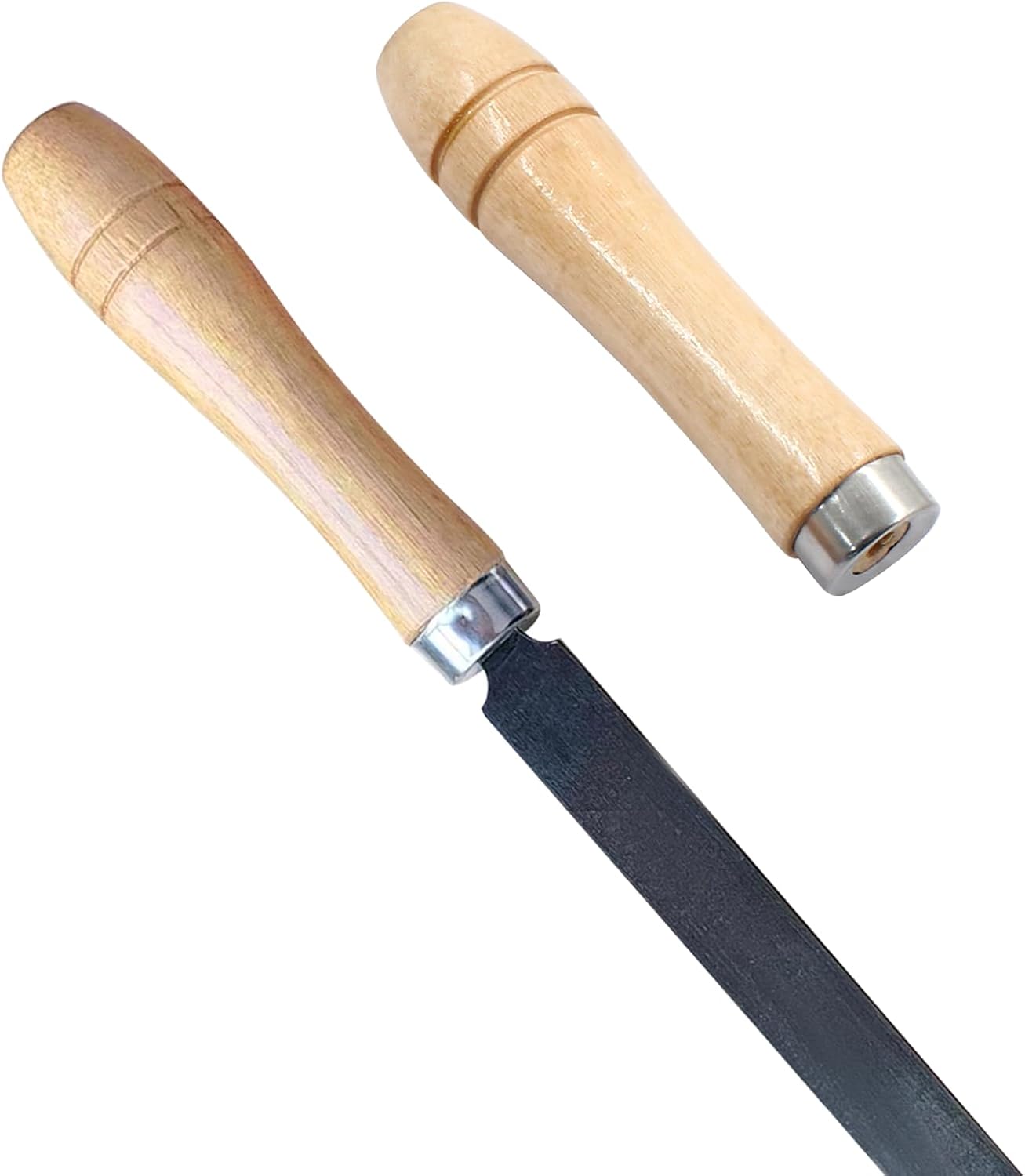 10pcs Wooden File Handle with Strong Metal Collars, Round Small Ergonomic Wooden Handle for 4