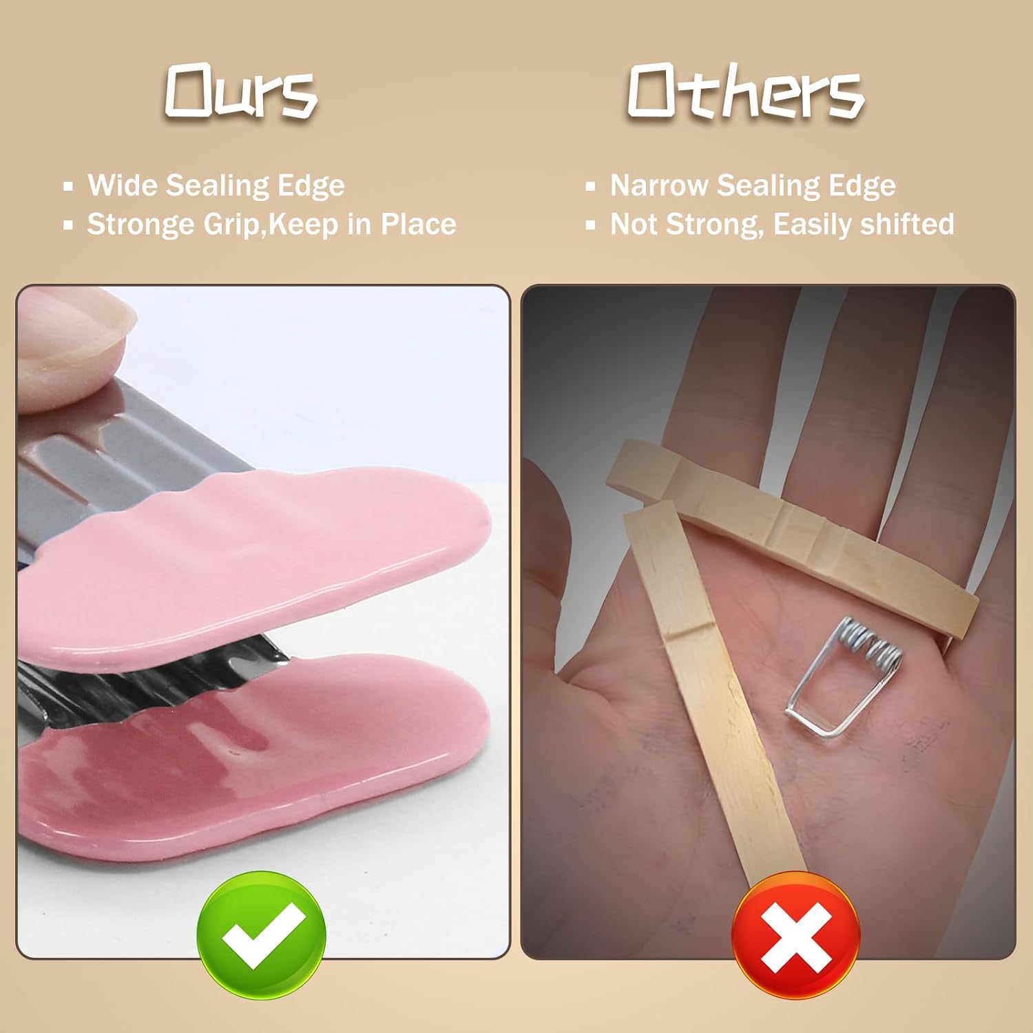 12 Pack Chip Bag Clips with Silicone Edges, 1.5 Inches Wide Chip Clips Food Clips Bag Clips Stainless Steel Food Bag Clips - Air Tight Seal, Heavy Duty for Kitchen and Office, Pink - Image 5