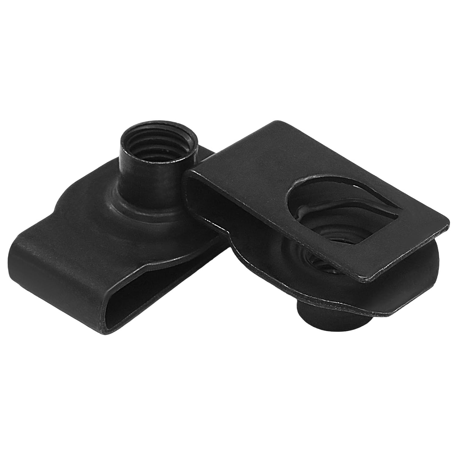 25 Pcs Extruded U Type Nuts, M10 Bumper Fender U Style Clip on Nut Black Fasteners, Spring Nuts for Automotive Metal Fender/Grill Retainer Clips - Image 2